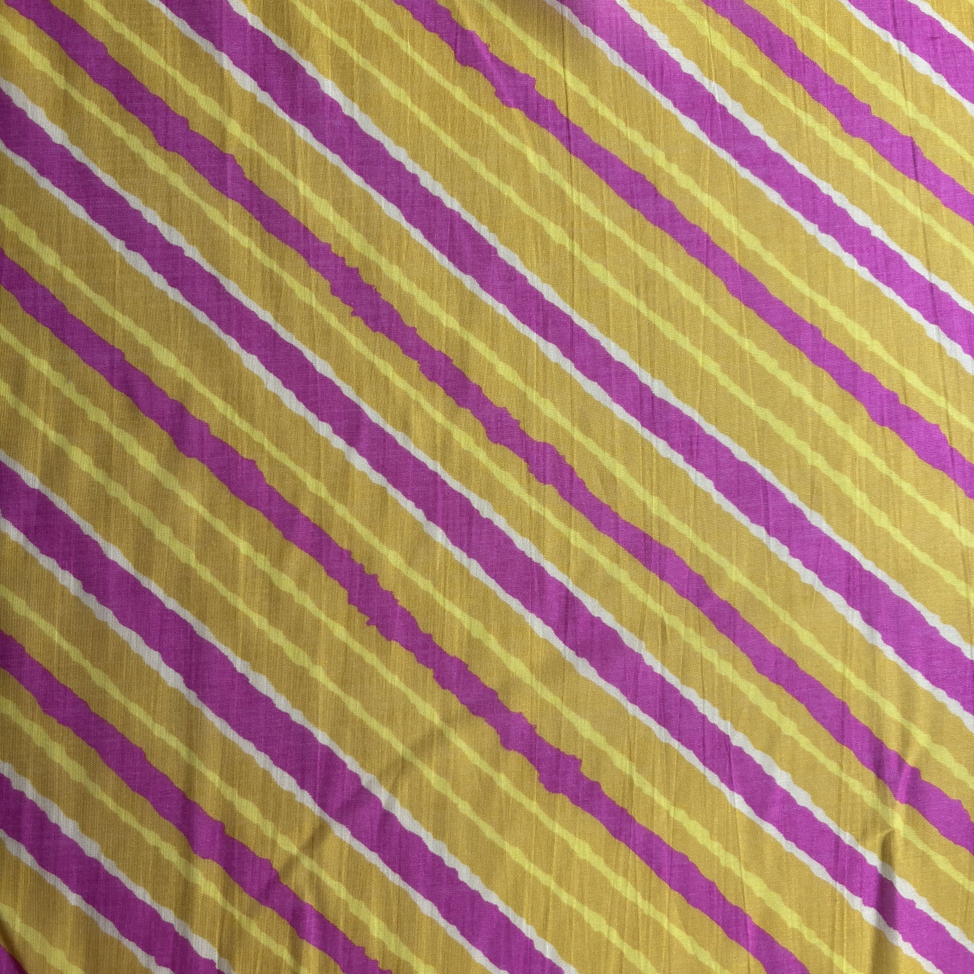 Yellow Lehariya Print Chanderi Silk Fabric 17701