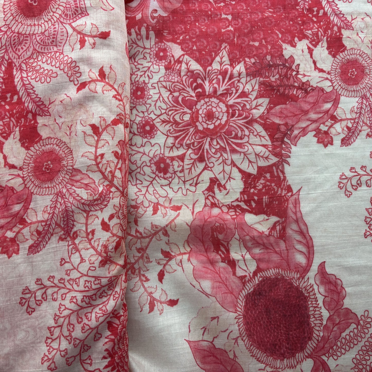 Pink Floral Print Chanderi Silk Fabric 15548