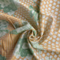 Mustard Yellow Green Floral Print Chanderi Silk Fabric