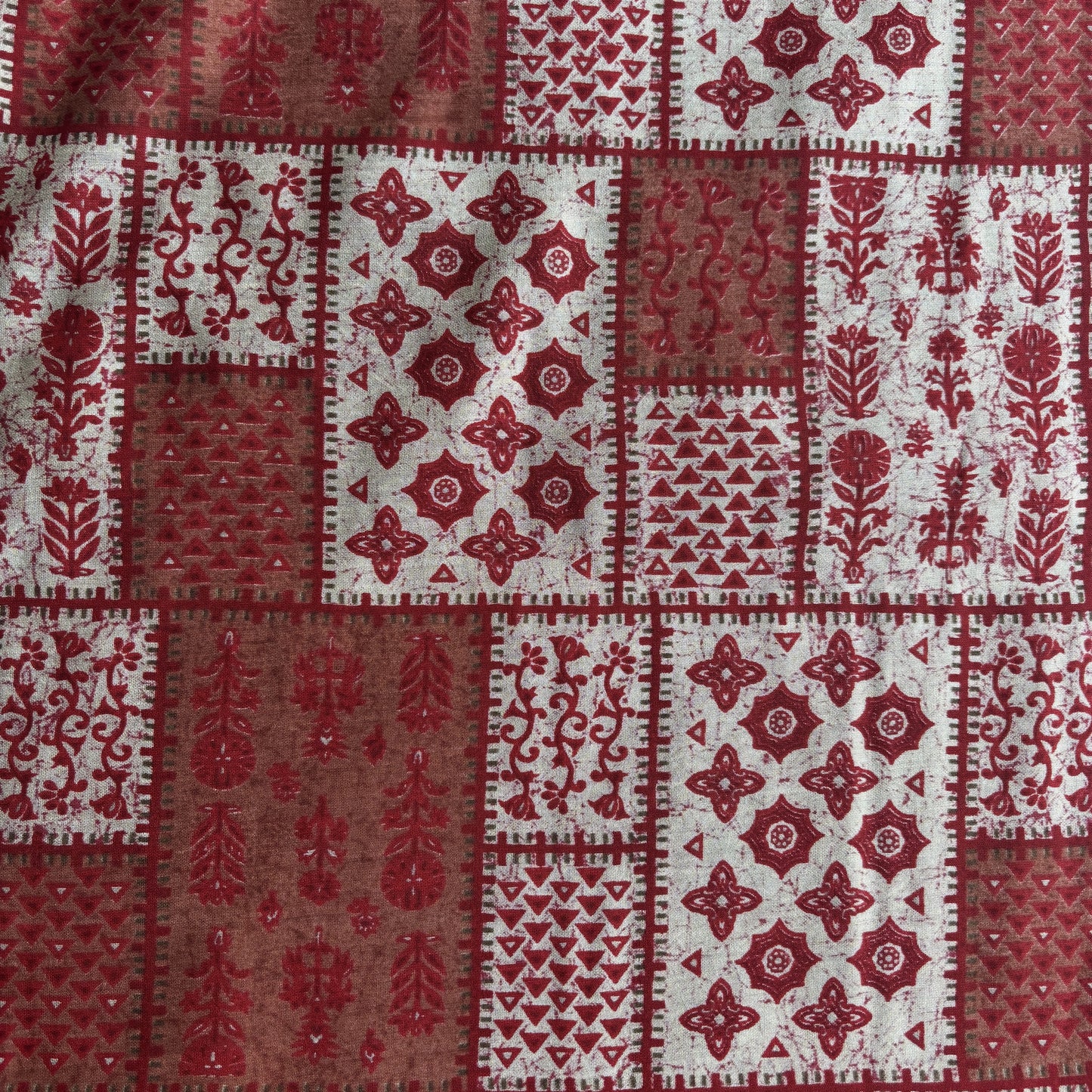 Red Traditional Foil Print Chanderi Silk Fabric 12069