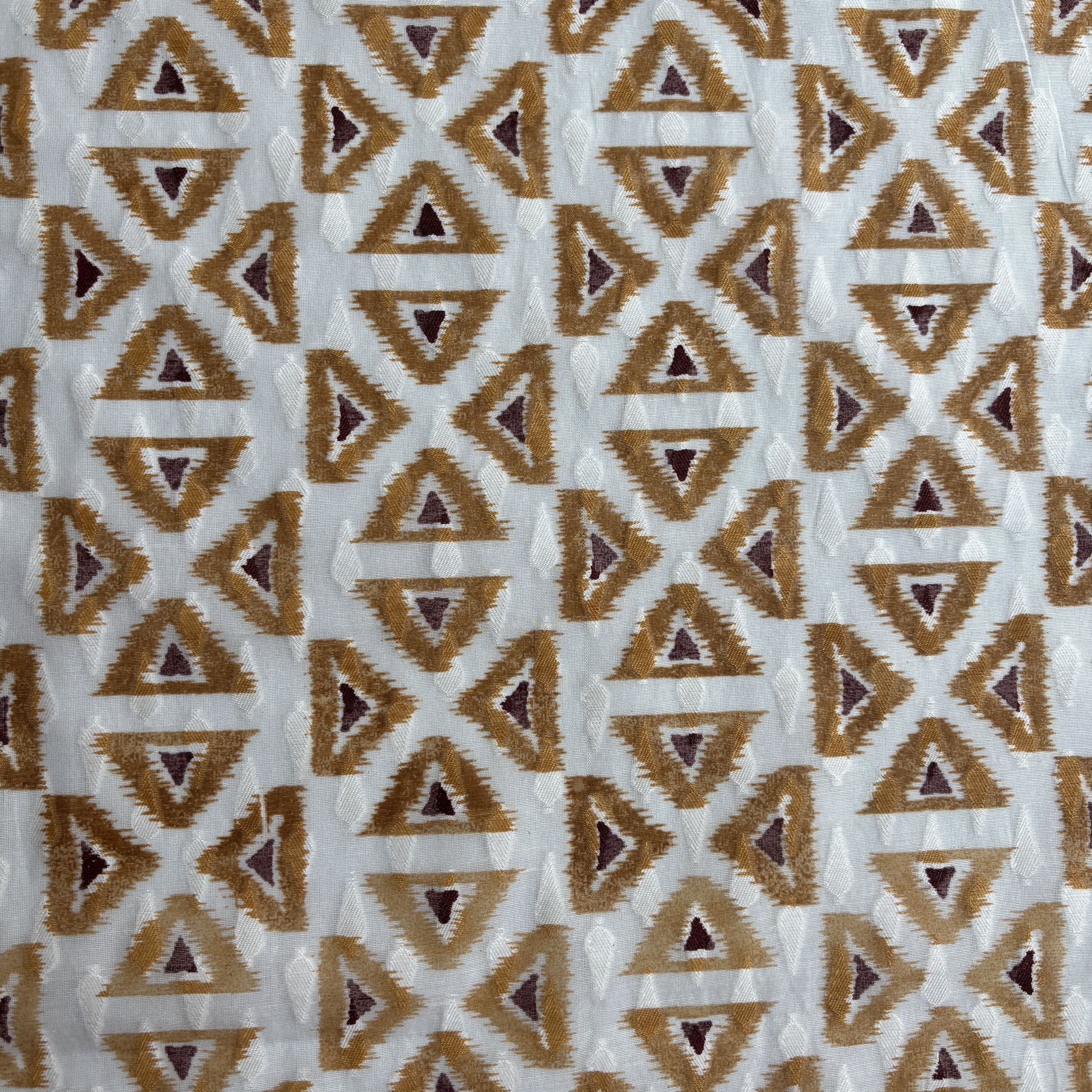 Off White Mustard Yellow Geometrical Cotton Chanderi Fabric 15617