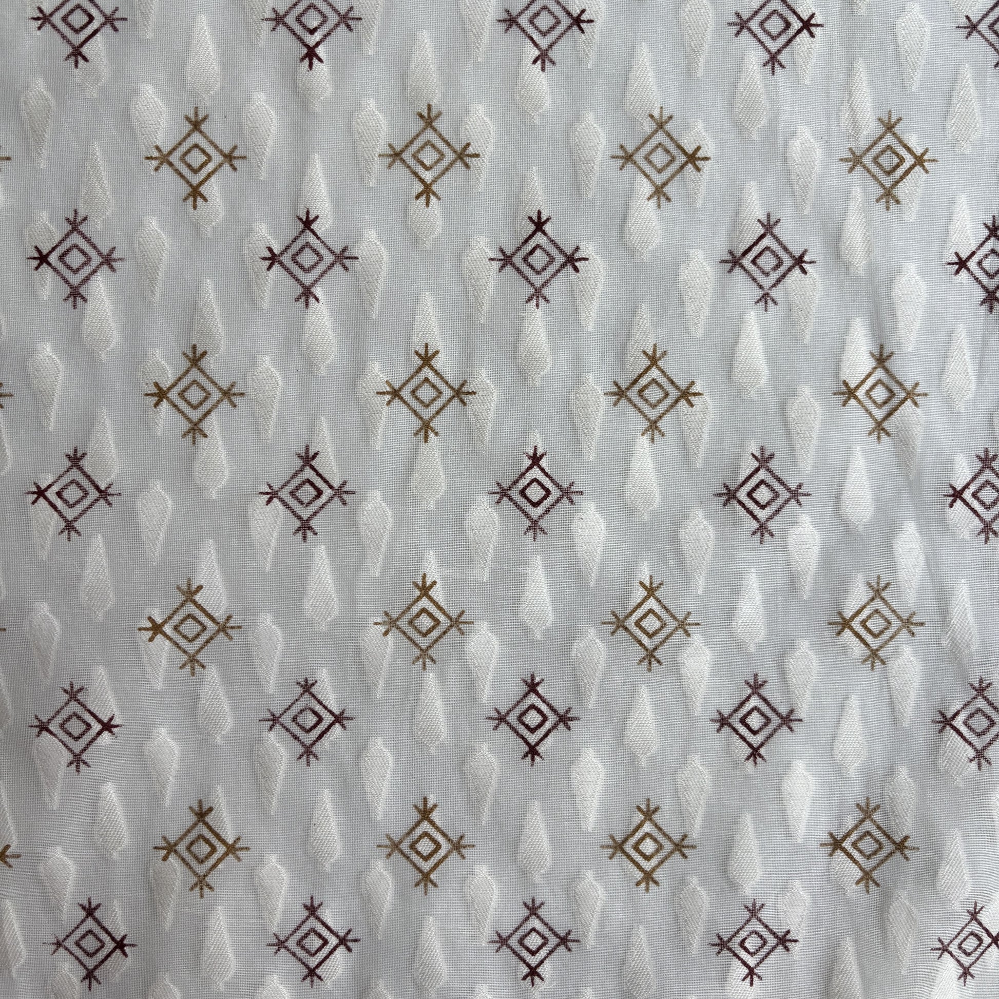 Off White Yellow Geometrical Cotton Chanderi Fabric 15615