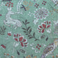 Light Green Floral Quirky Print Linen Organza Fabric 17178