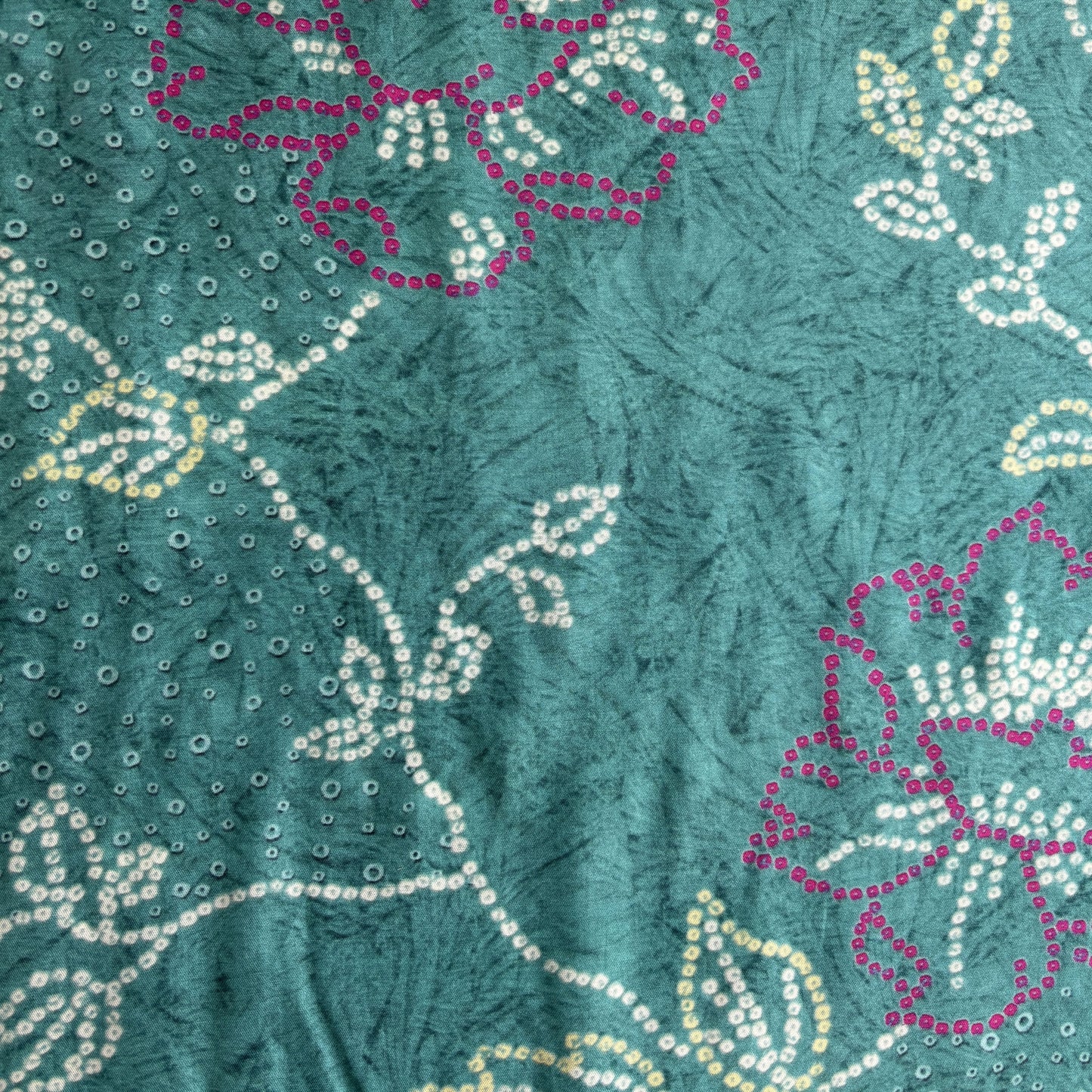 Green Bandhani Print Gaji Silk Fabric 17533