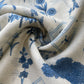 Cream & Blue Quirky Print Linen Organza Fabric 17184