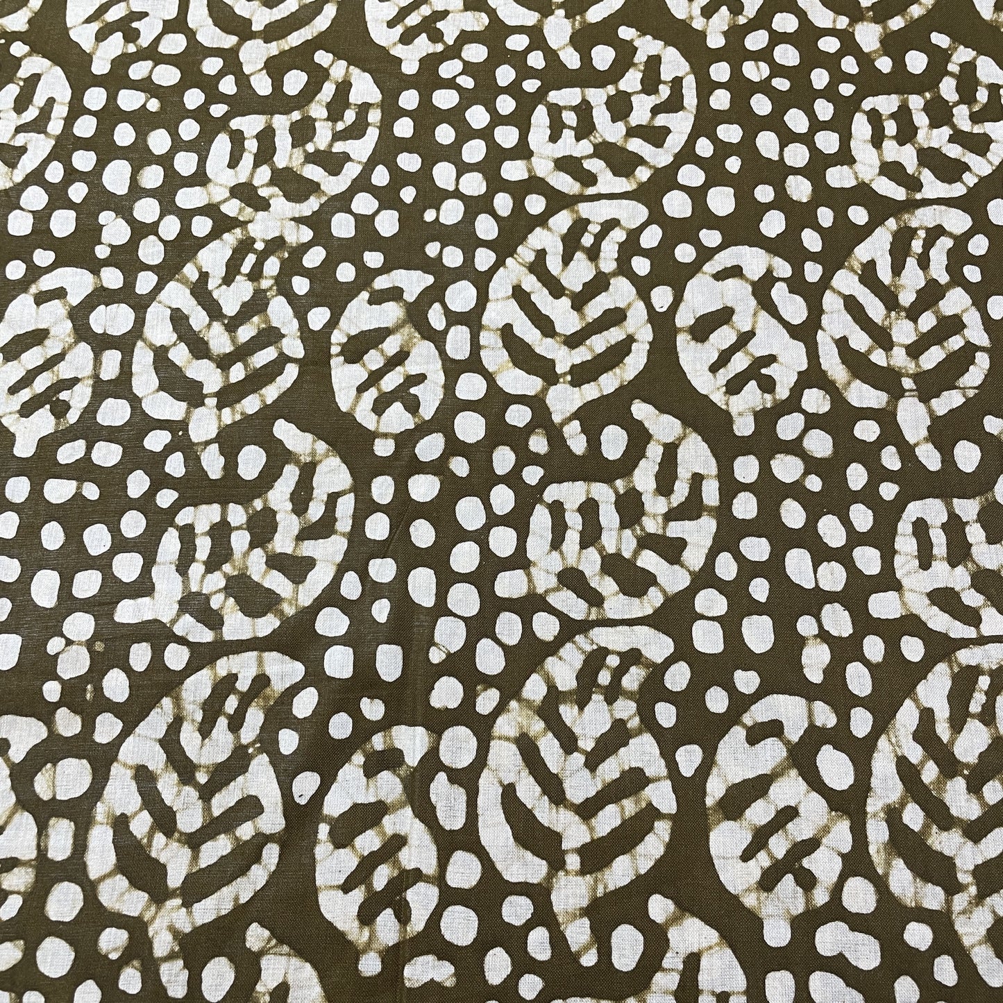 Olive Green Batik Pure Cotton Fabric