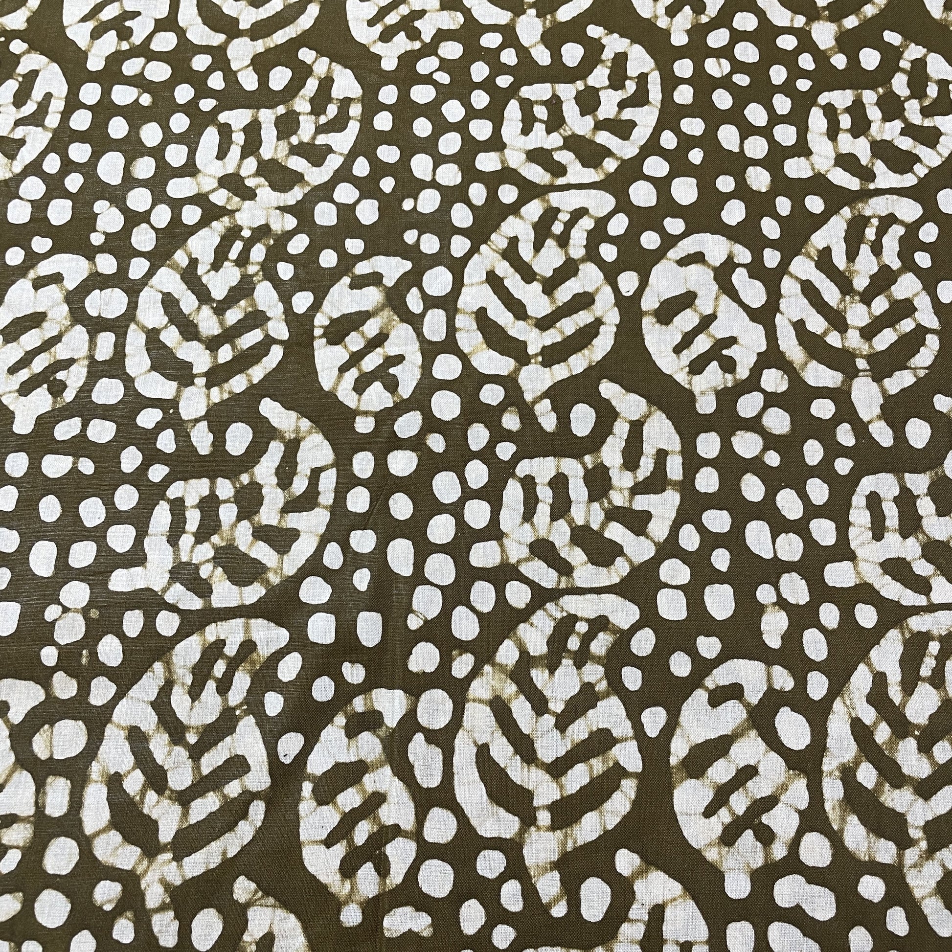 Olive Green Batik Pure Cotton Fabric