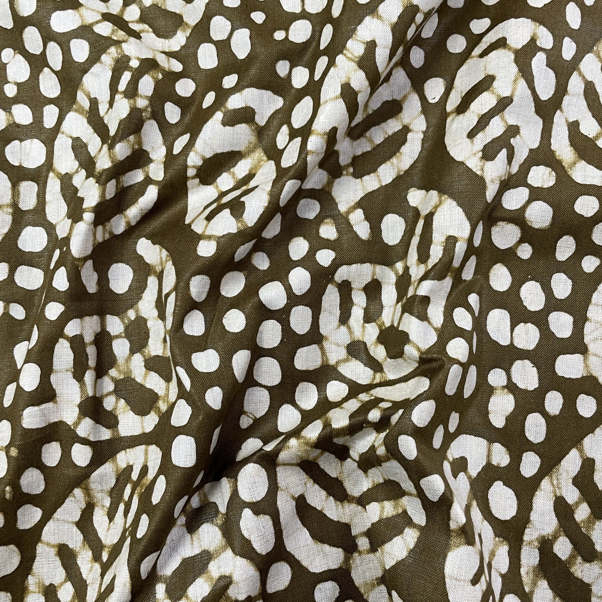 Olive Green Batik Pure Cotton Fabric