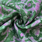 Green Floral Batik Thread Sequins Embroidery Cotton Fabric 15536