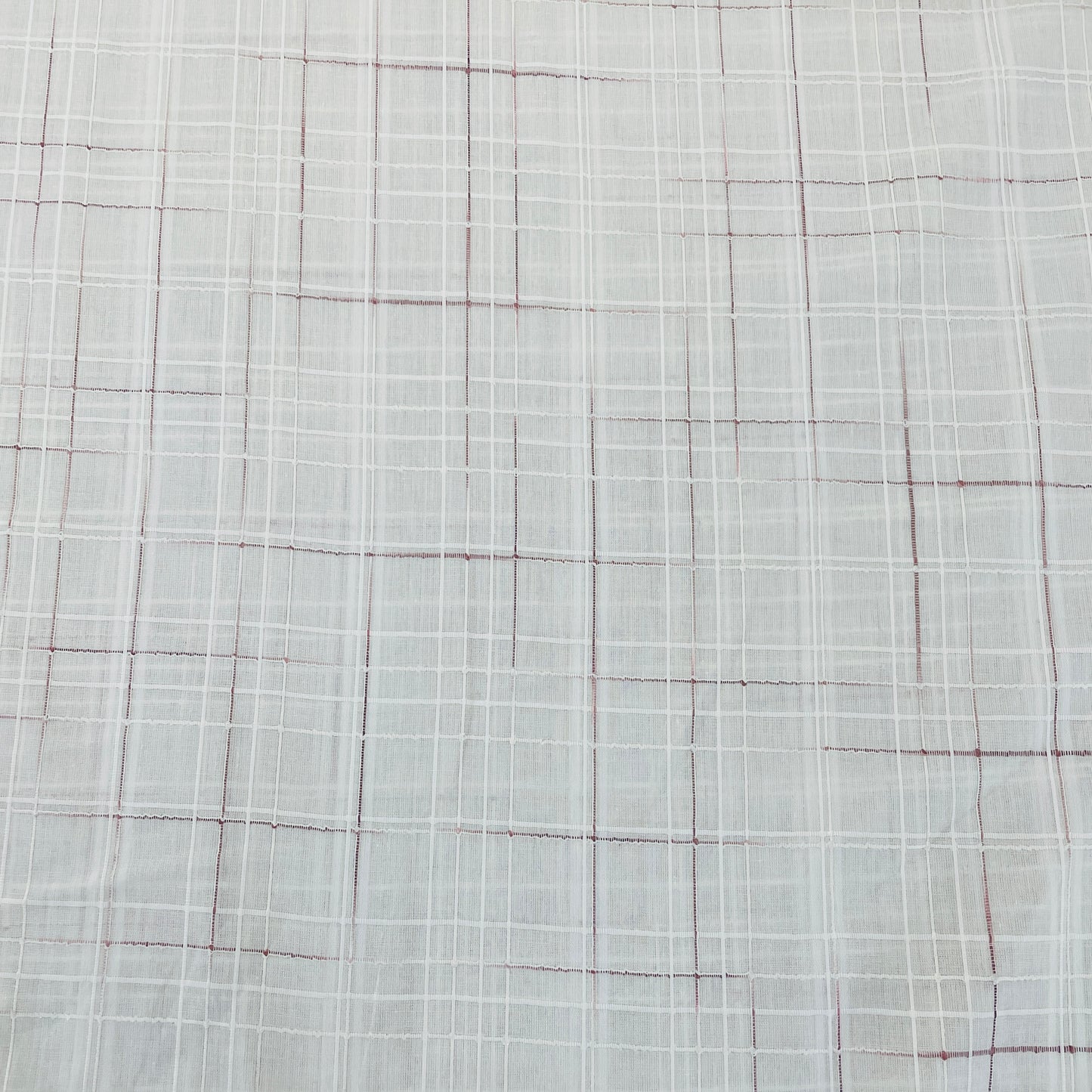 Off White Check Dobby Cotton  Fabric - TradeUNO