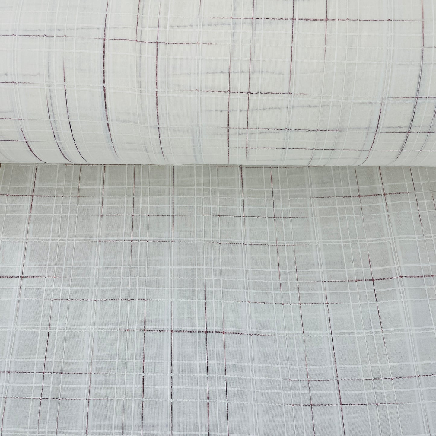 Off White Check Dobby Cotton  Fabric - TradeUNO