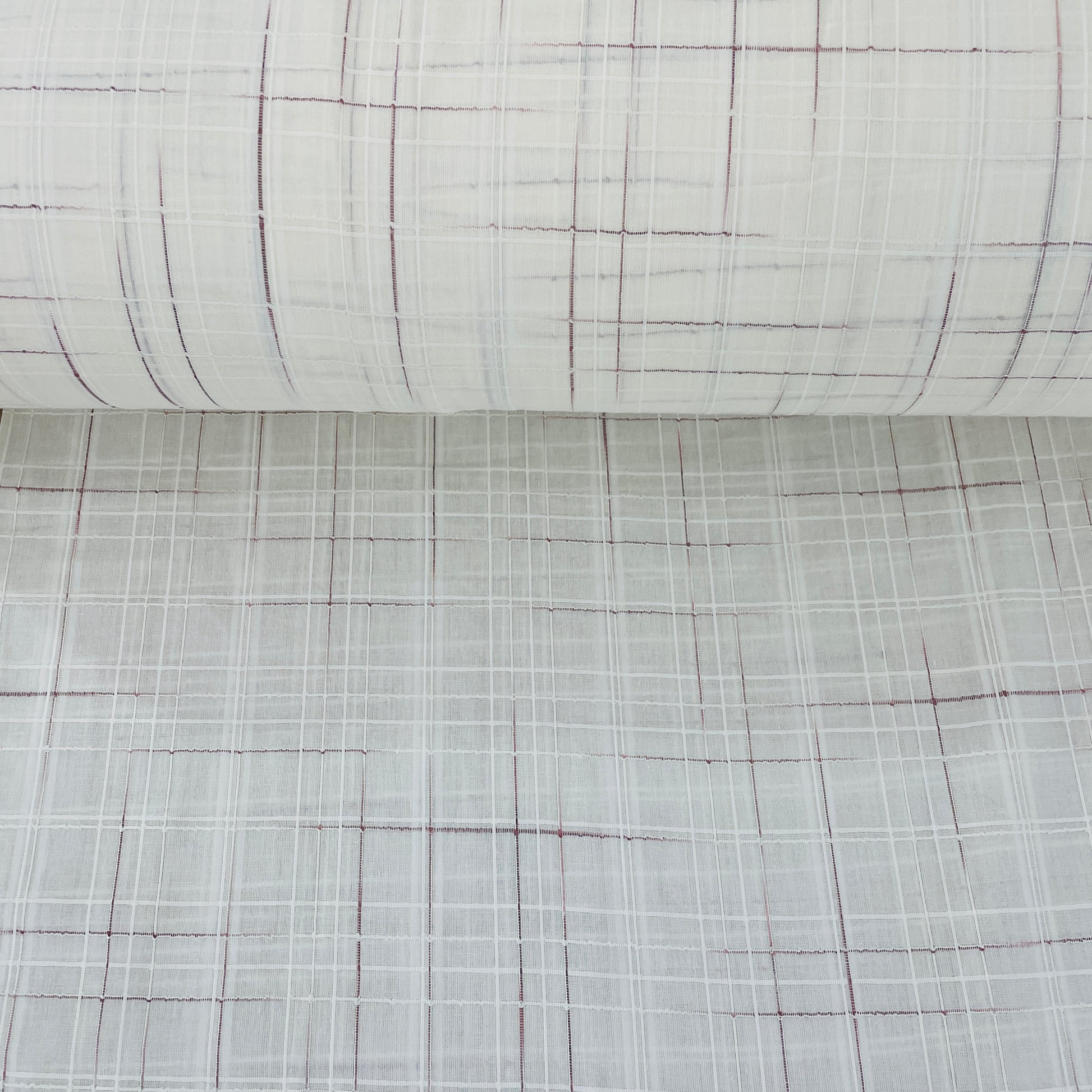 Off White Check Dobby Cotton  Fabric - TradeUNO