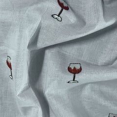 Grey Quirky Thread Embroidery Cotton Fabric