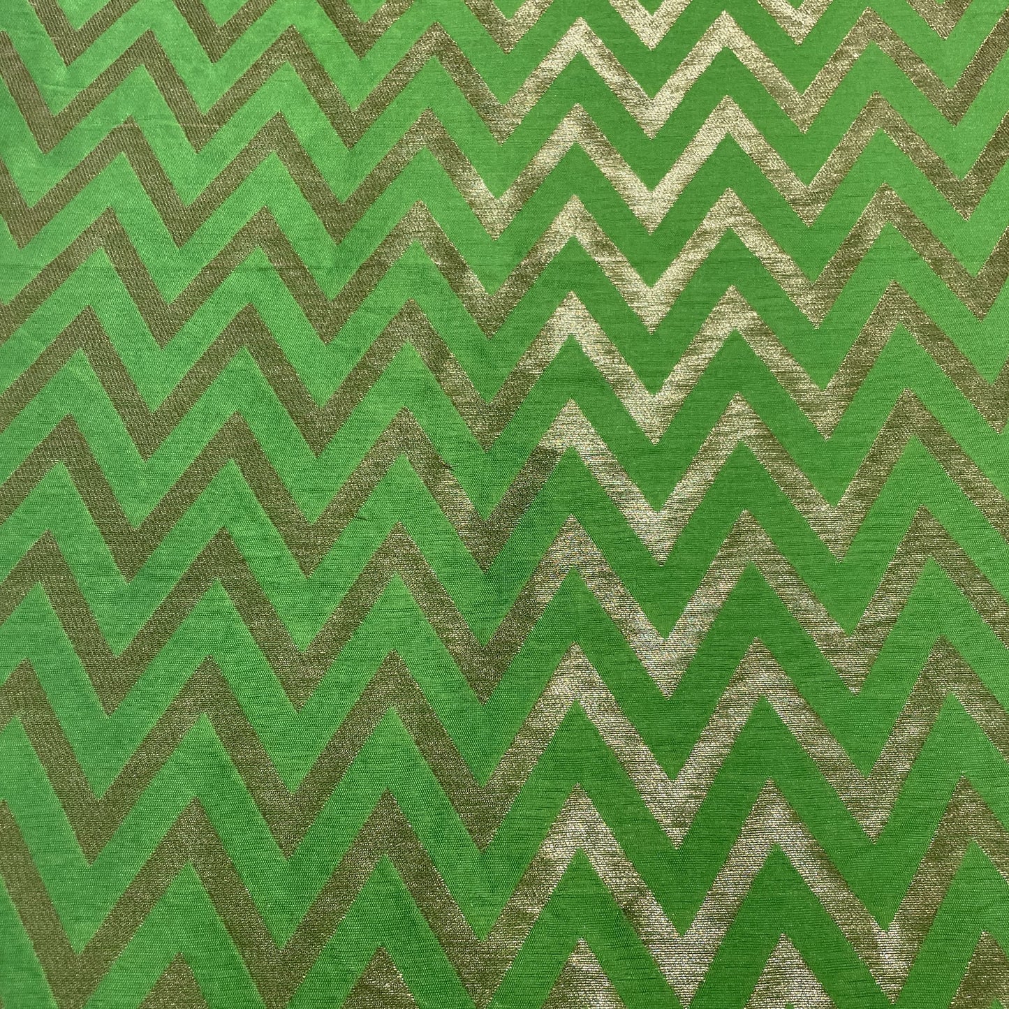 Green Golden Chevron Brocade Jacquard Fabric