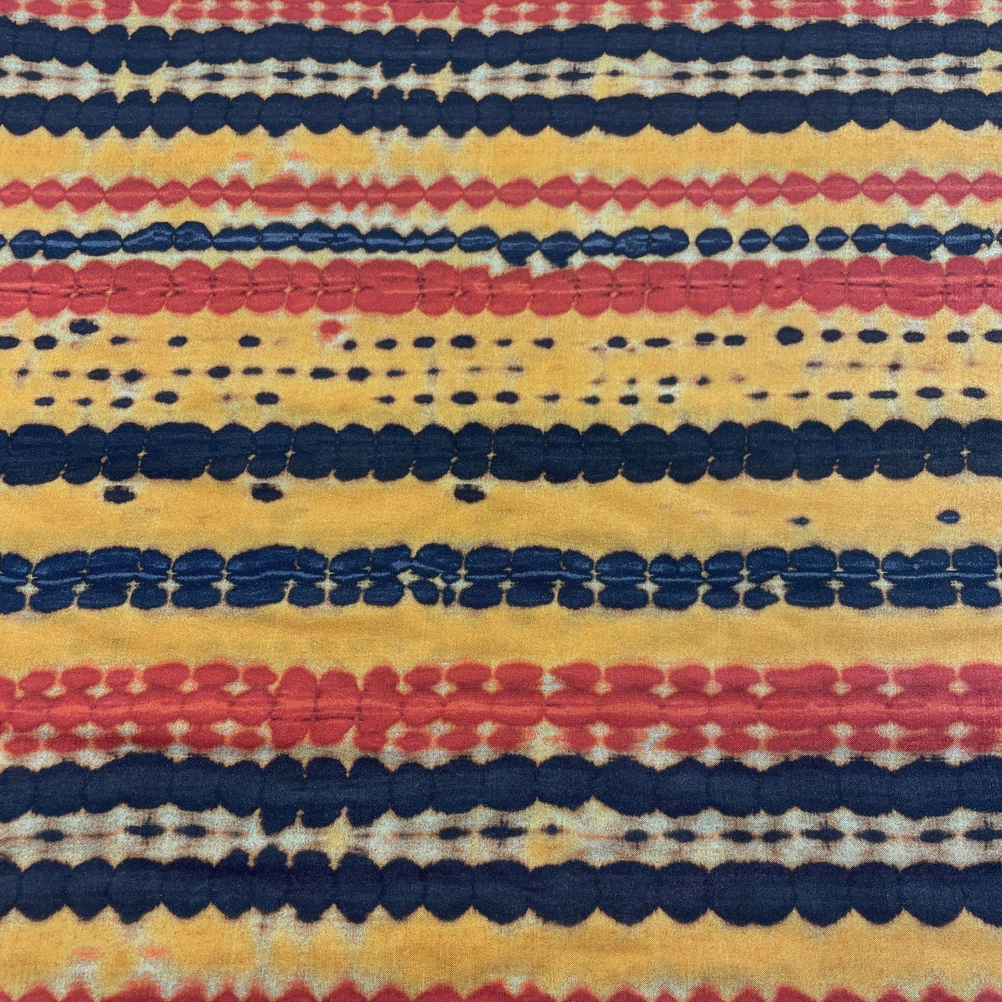 Yellow Multicolor Stripes Abstract Print Viscose Muslin Fabric