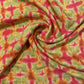 Red Green Abstract Print Viscose Muslin Fabric