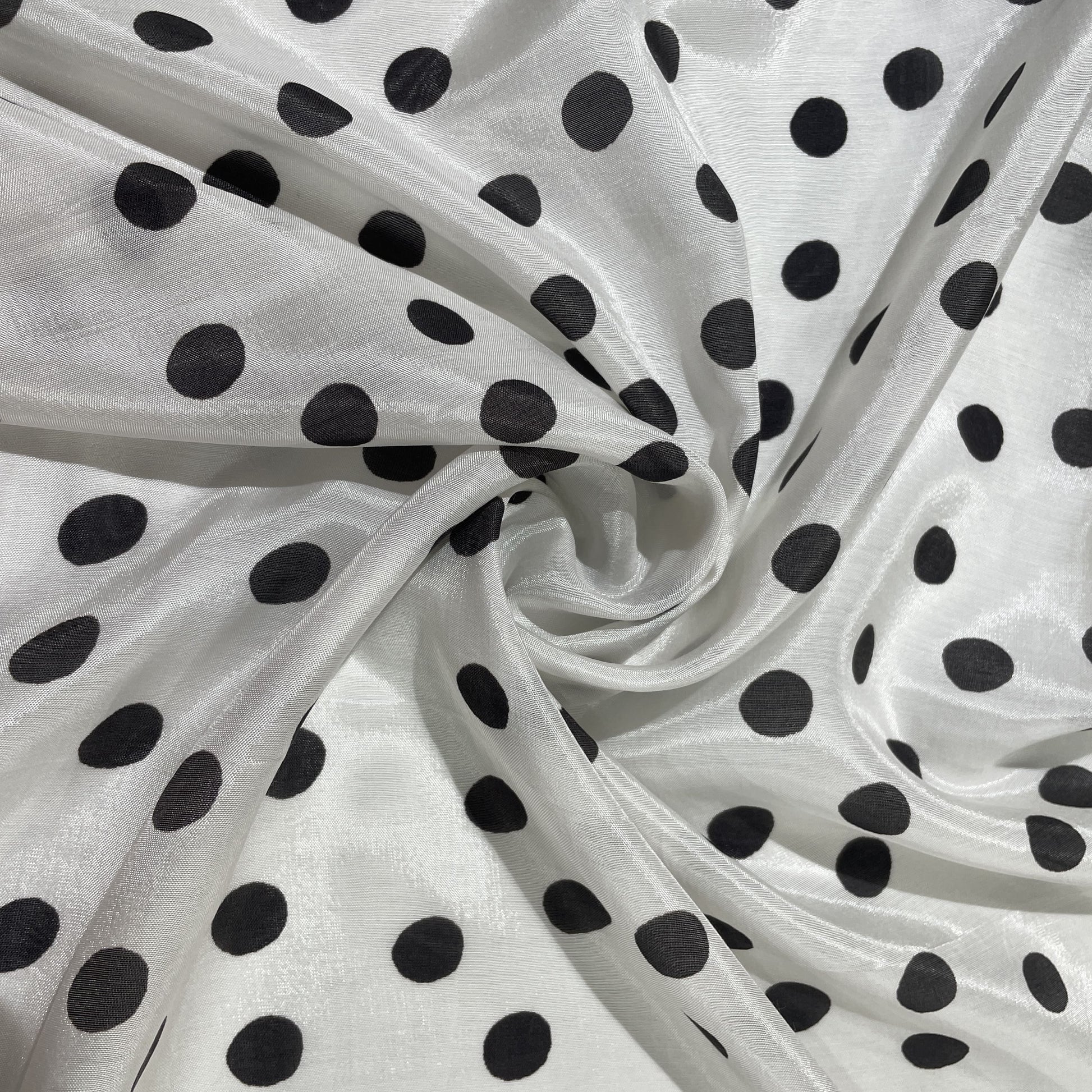 White Polka Dot Muslin Fabric