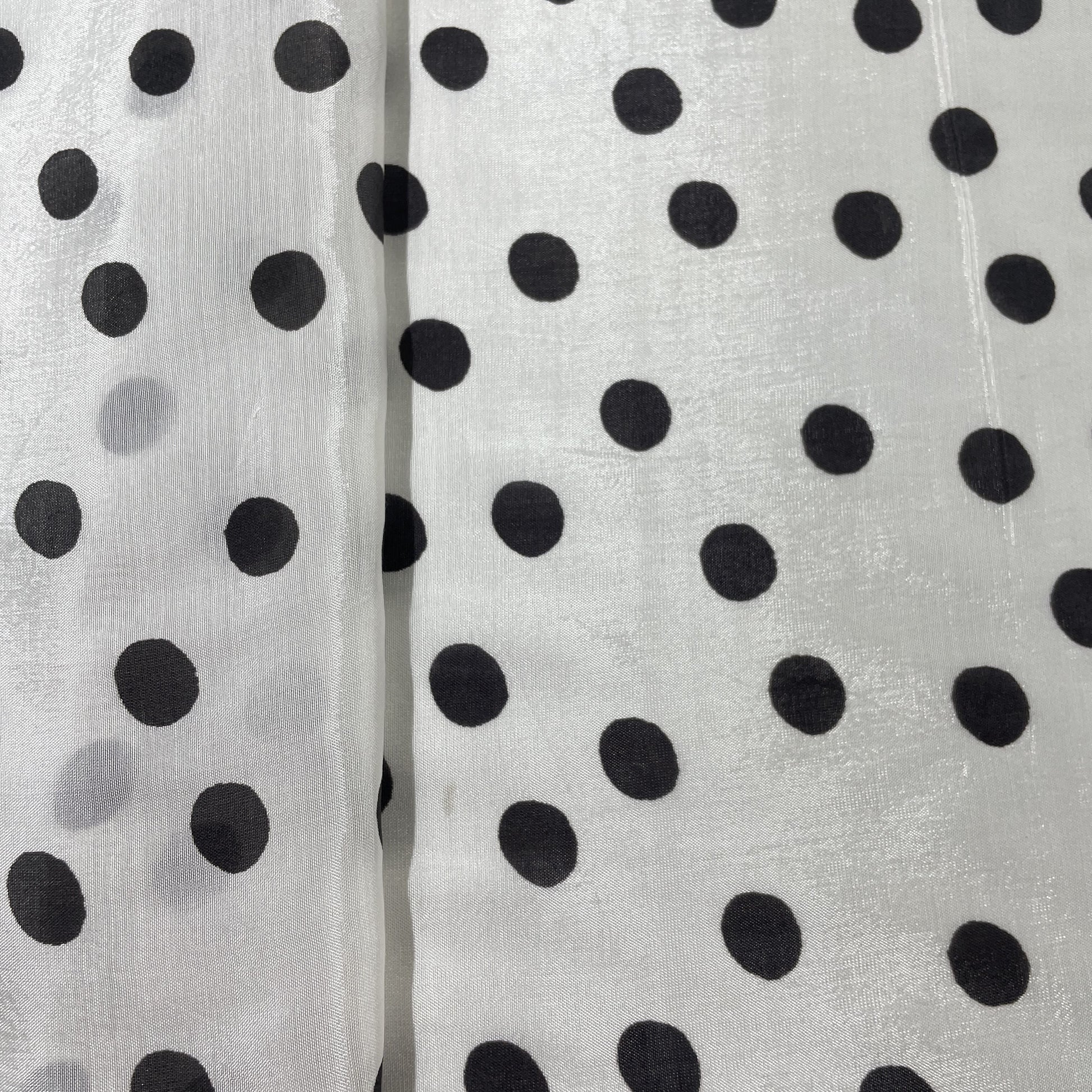 White Polka Dot Muslin Fabric