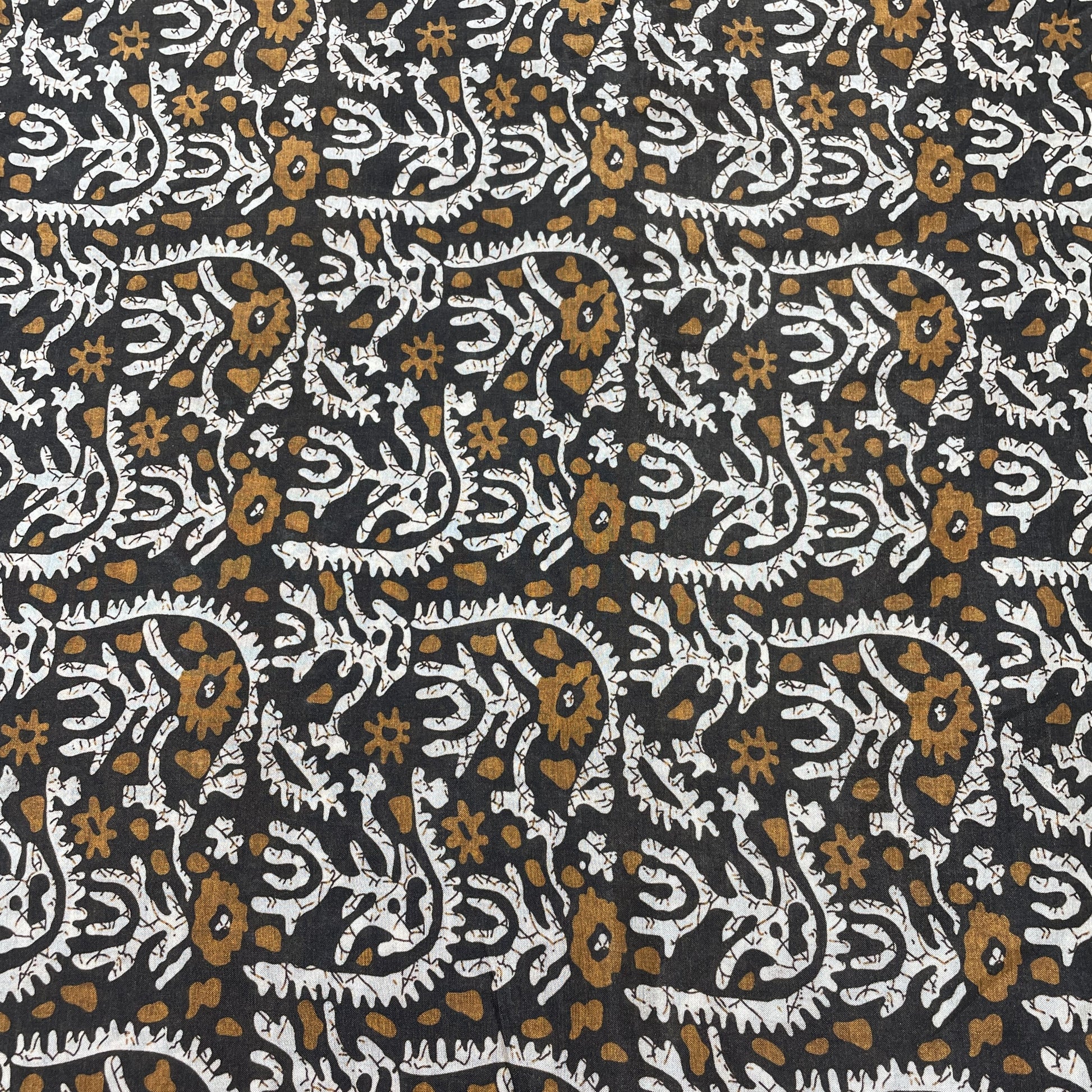 Brown Batik Print Muslin Fabric