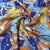 Blue Multicolor Abstract Print Muslin Fabric