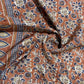 Dusky Orange Floral Border Print Muslin Fabric