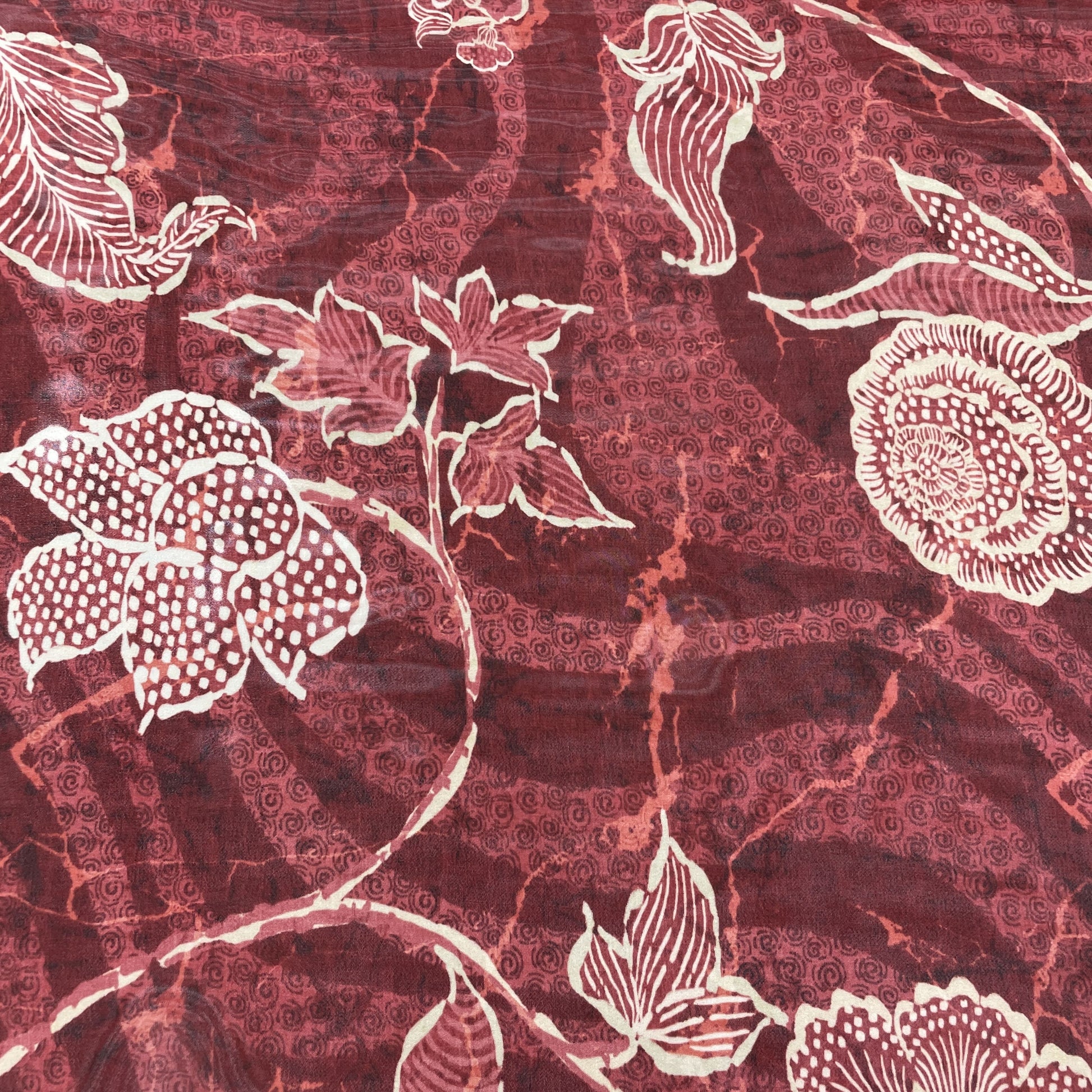 Maroon Floral Print Georgette Fabric