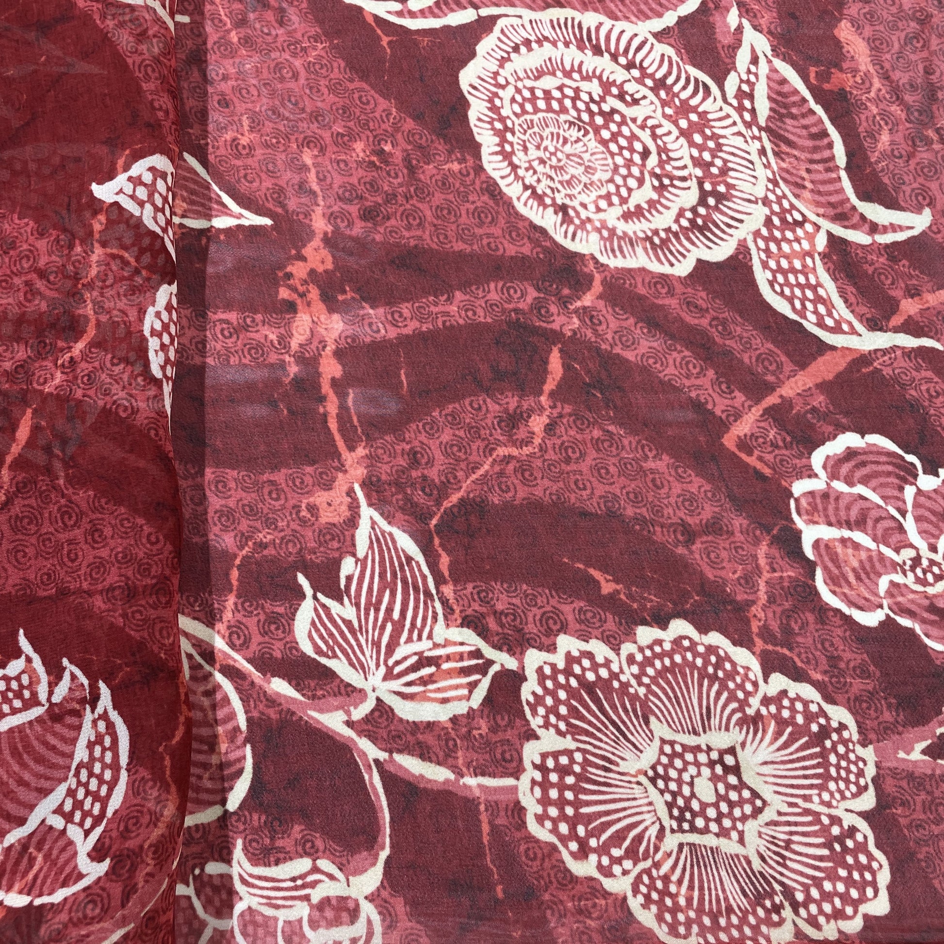 Maroon Floral Print Georgette Fabric