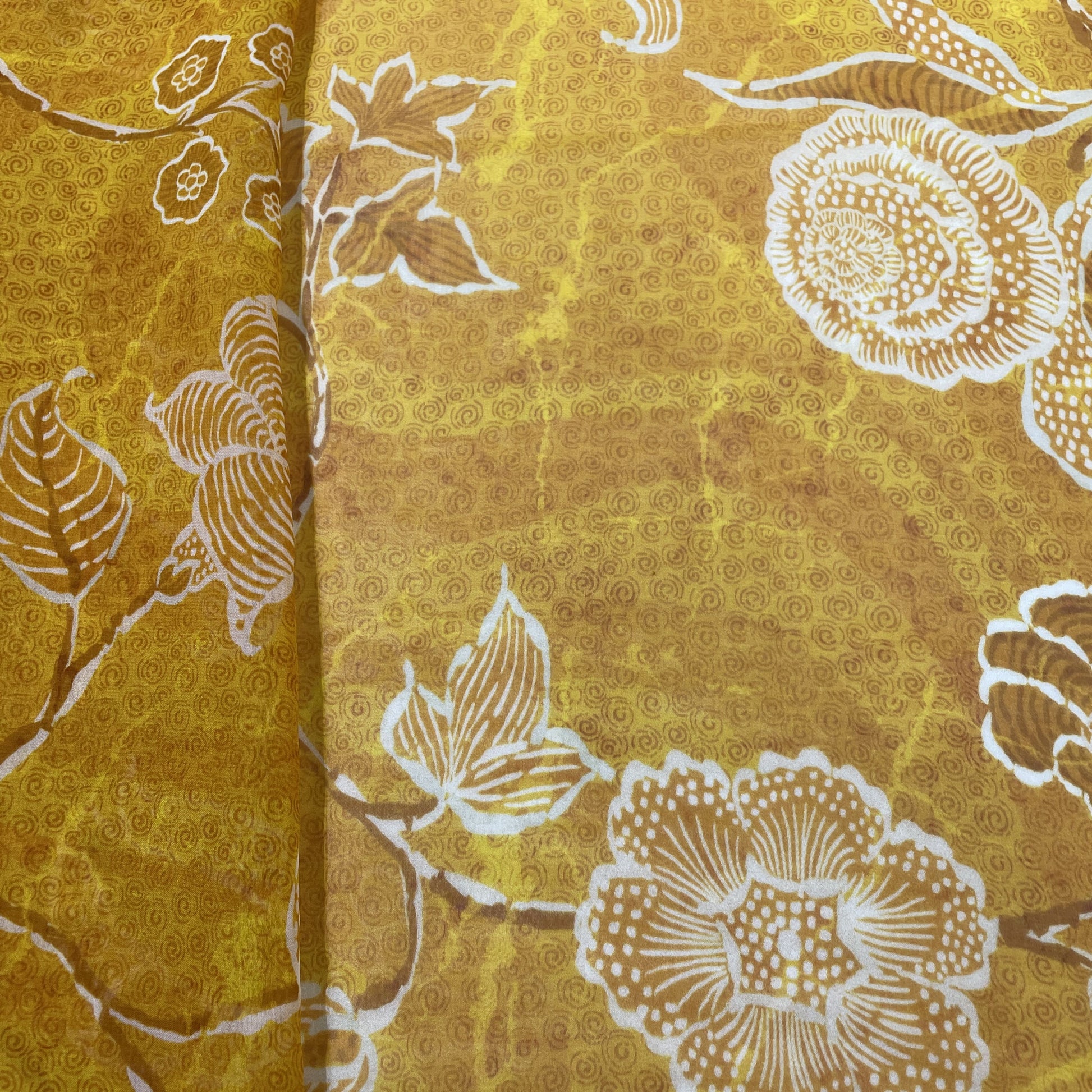 Mustard Yellow Floral print Georgette Fabric