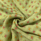 Olive Green Floral Geomatrical Print Georgette Fabric