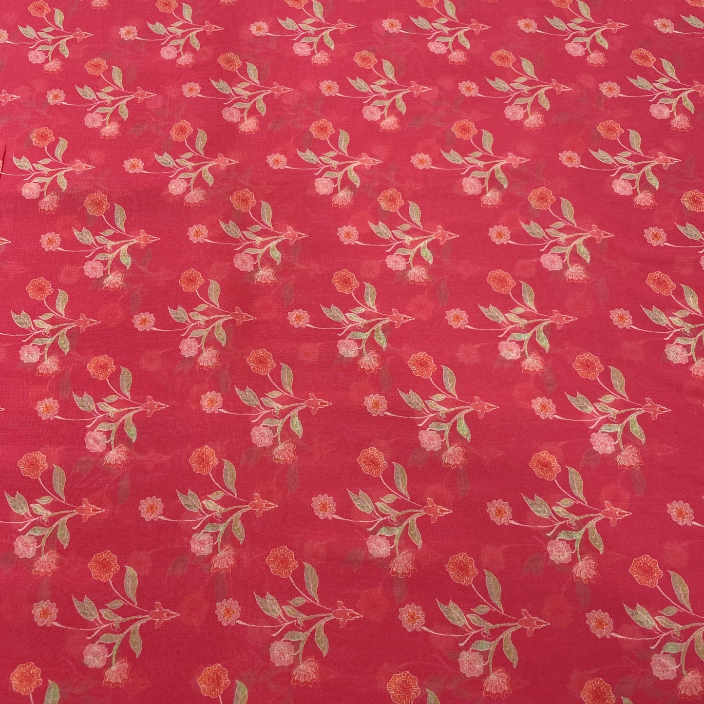 Pink Floral Print Georgette Fabric