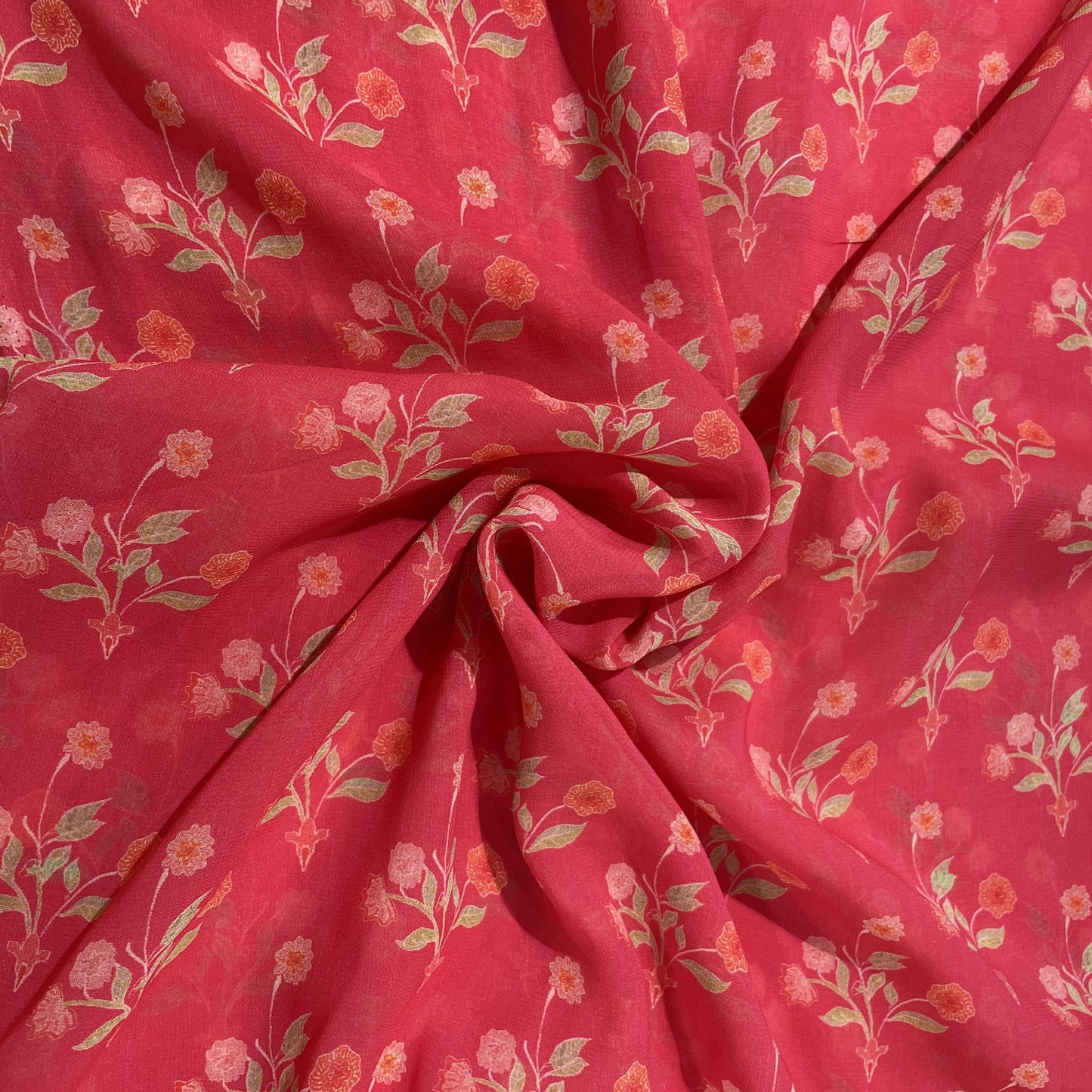 Pink Floral Print Georgette Fabric