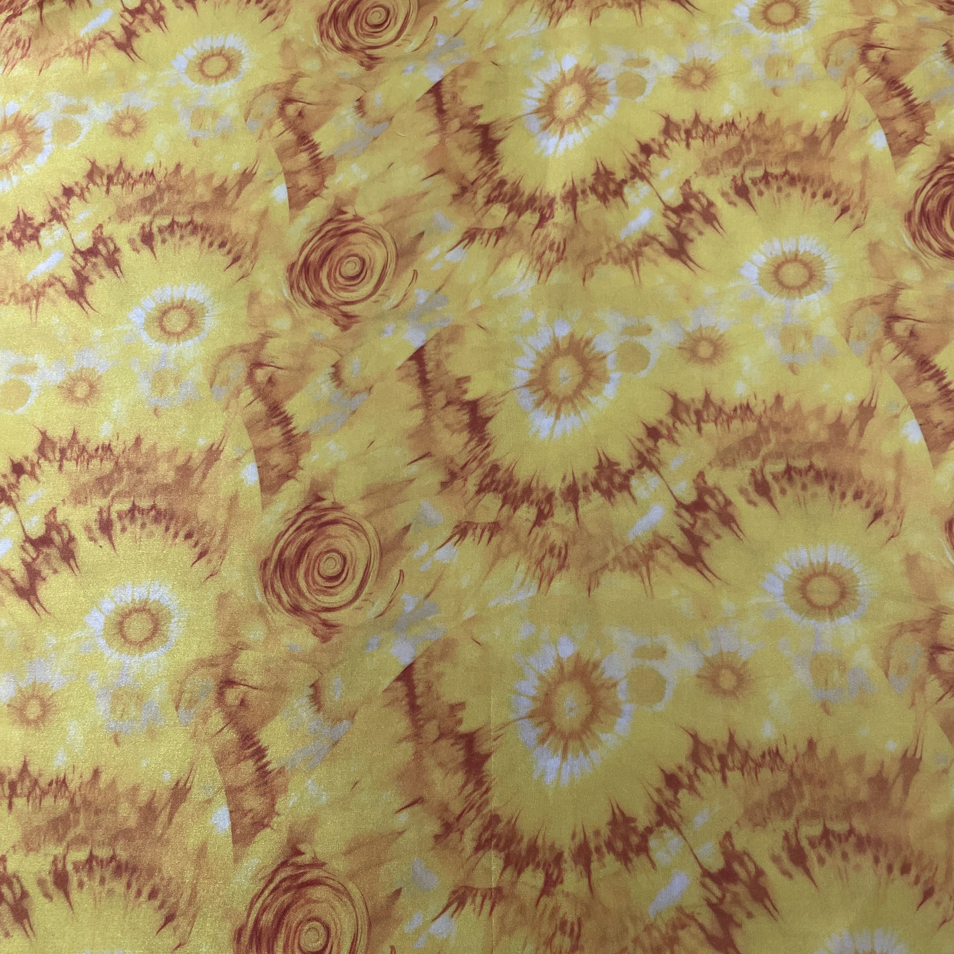 Yellow Tie&Die Print Modal Satin Fabric