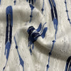 OffWhite Blue Ikkat Dobby Embroidery Dyeable Cotton Fabric