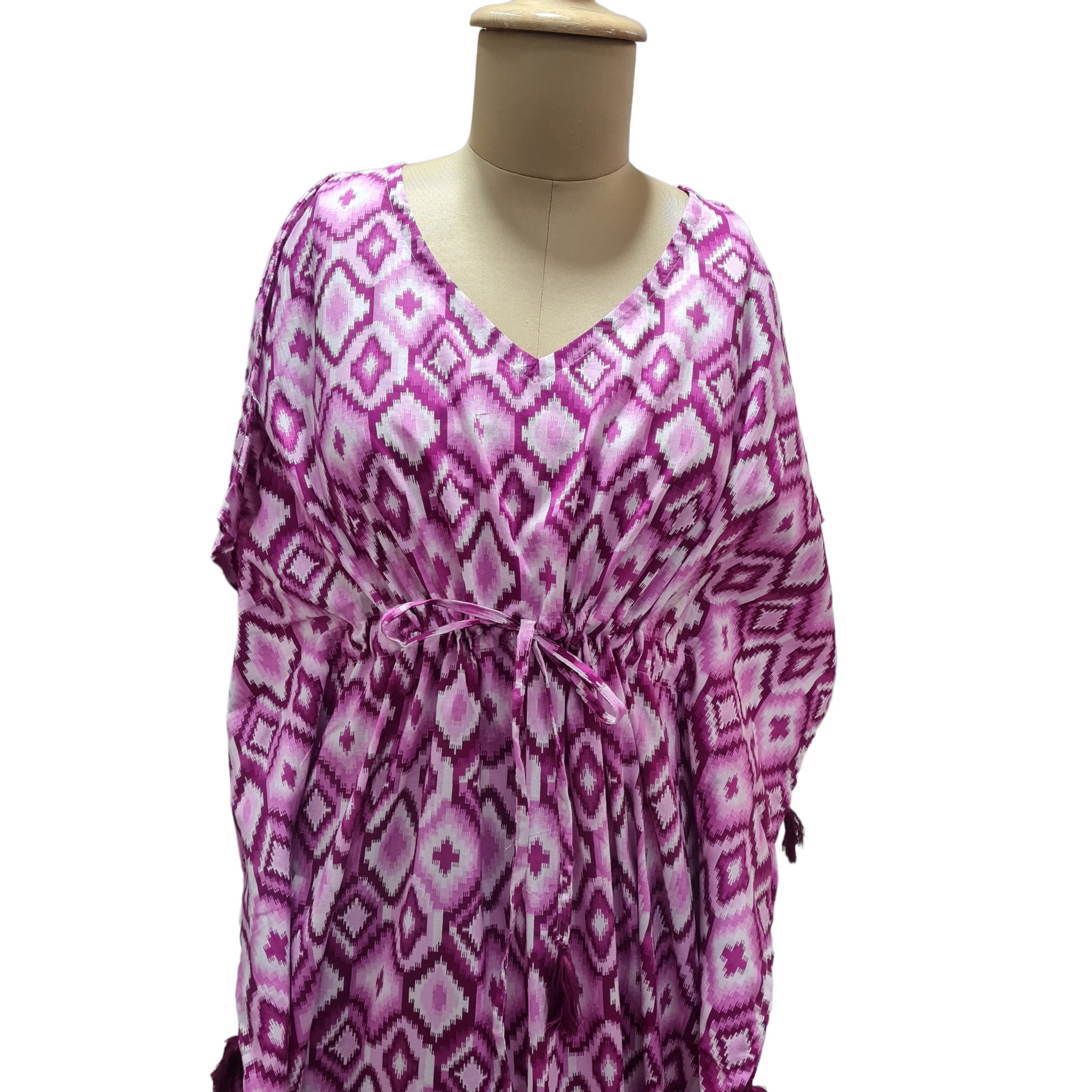 Purple Ikkat Print Cotton Kaftan - TradeUNO