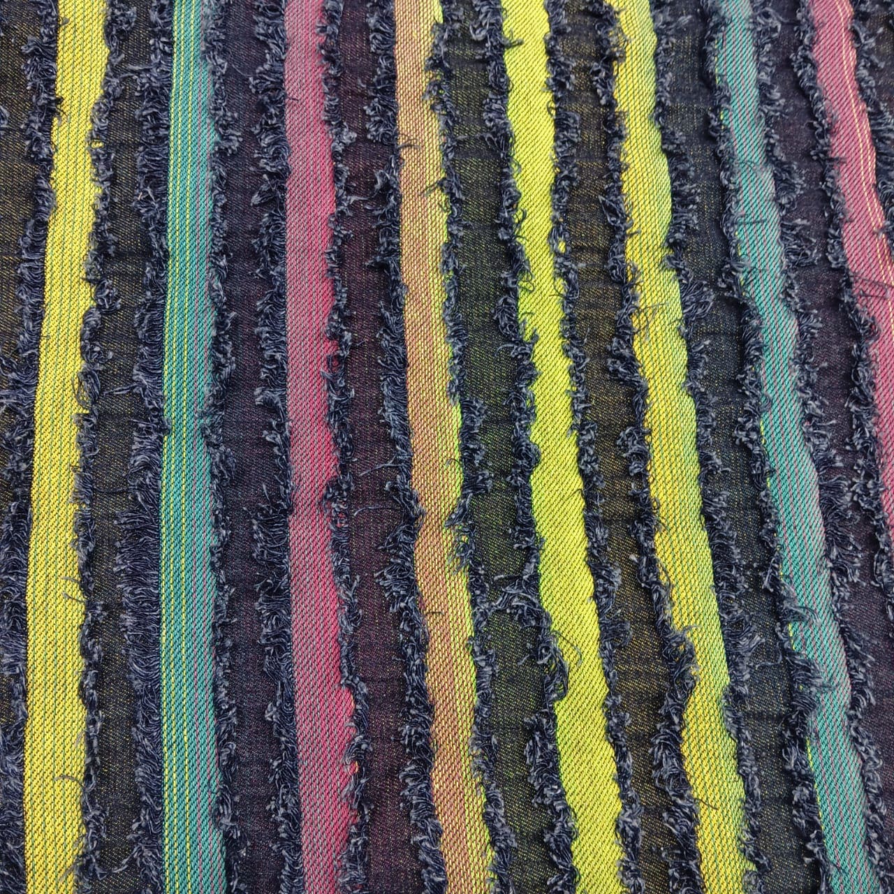 Premium Multicolor Stripes Denim Fabric