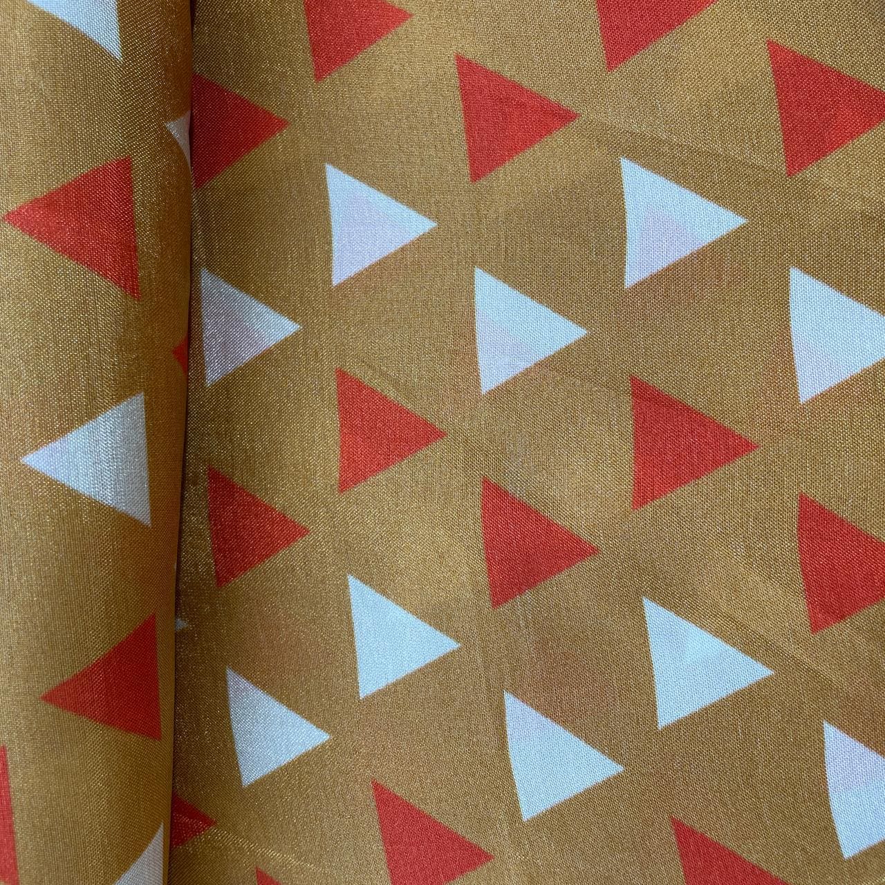 Brown Geometrical Print Upada Silk Fabric 21071