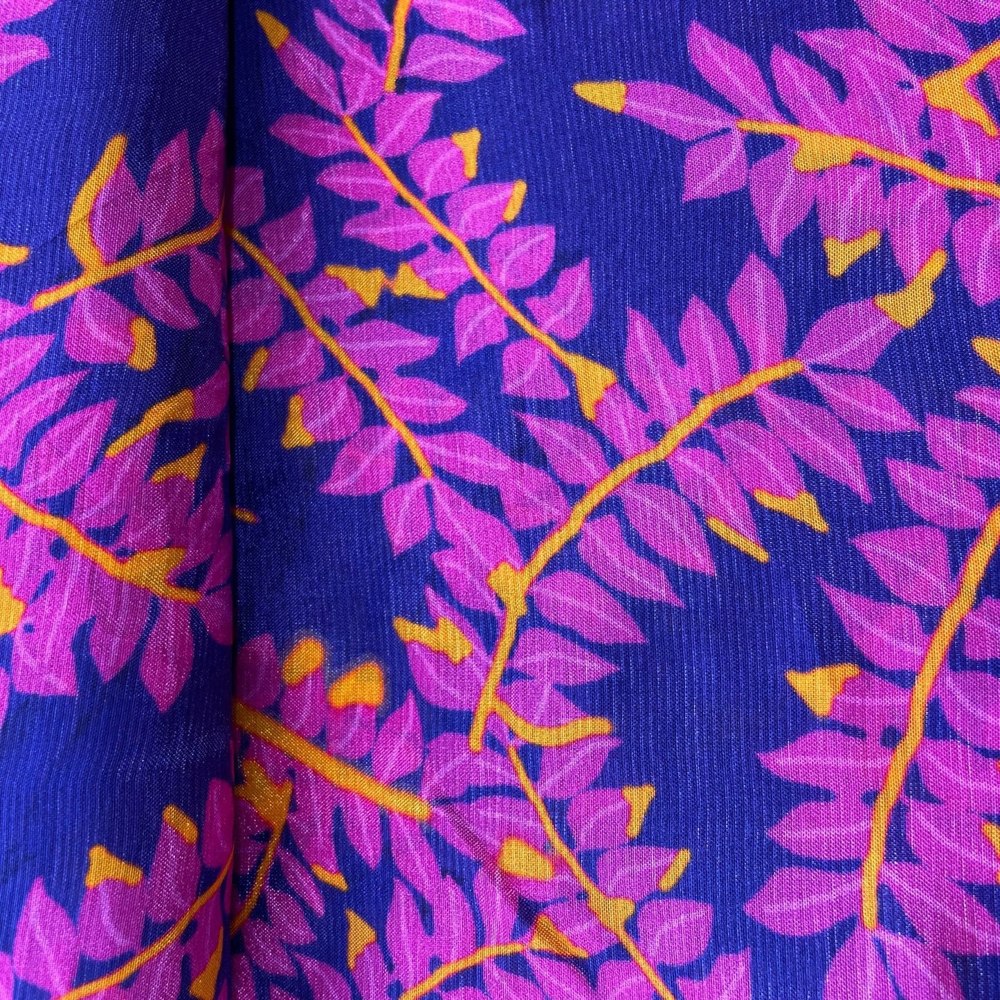 Purple Floral Print Upada Silk Fabric 21074