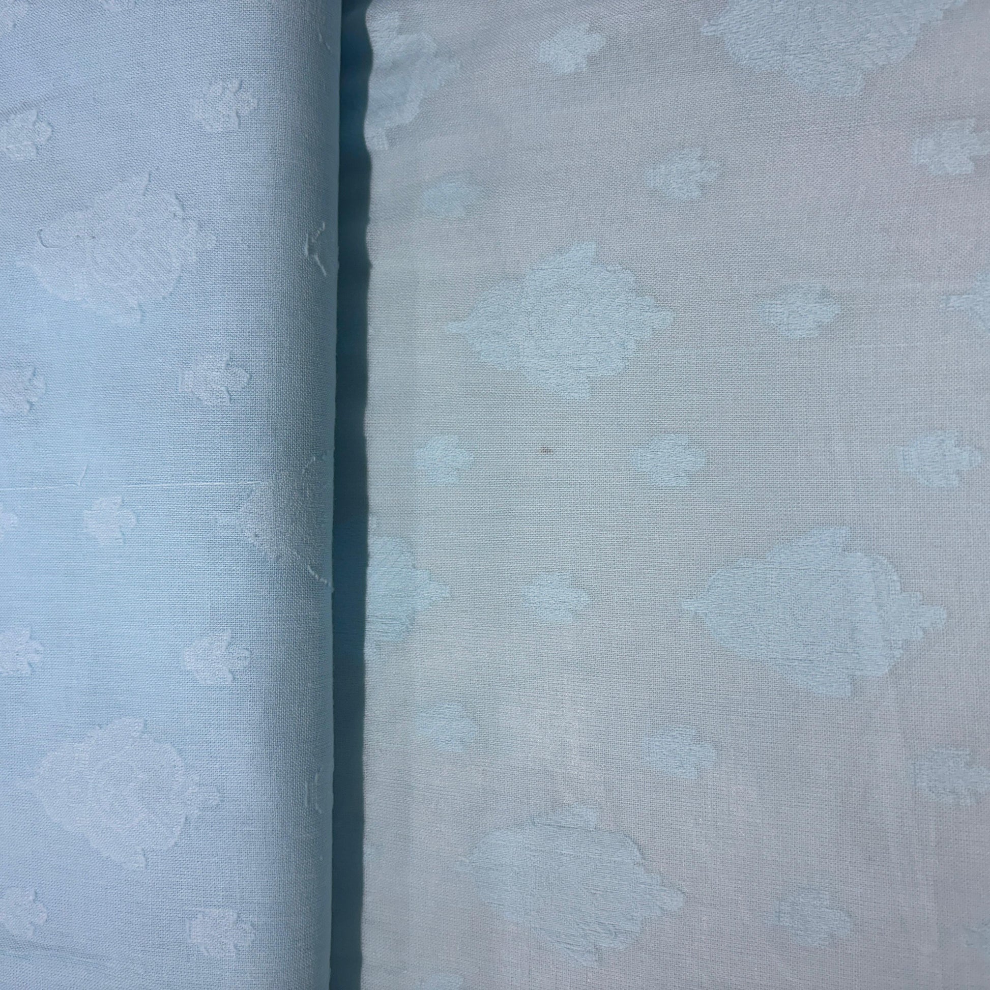 Sky Blue Geometrical Cotton Dobby Fabric 1952