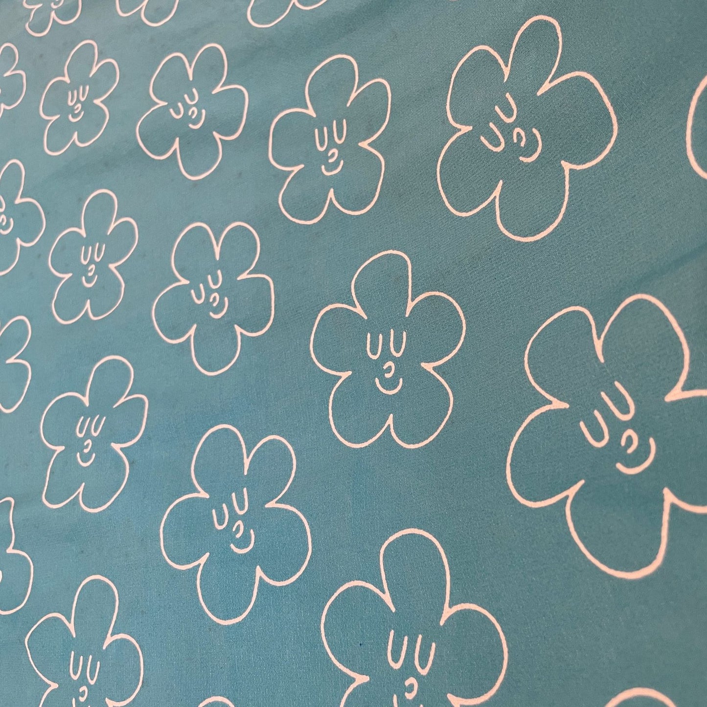 Aqua Blue Floral Print georgette Fabric 5301