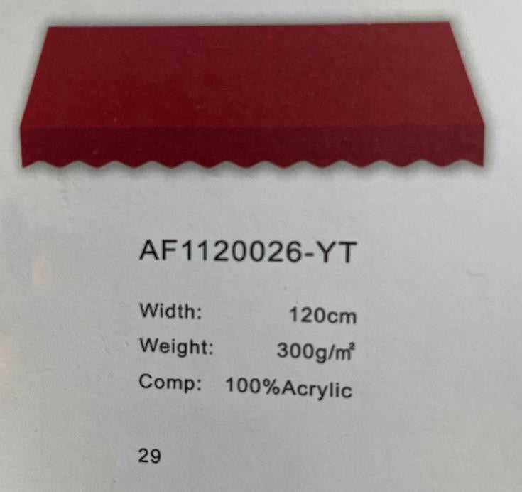 Premium Red Solid Acrylic Fabric