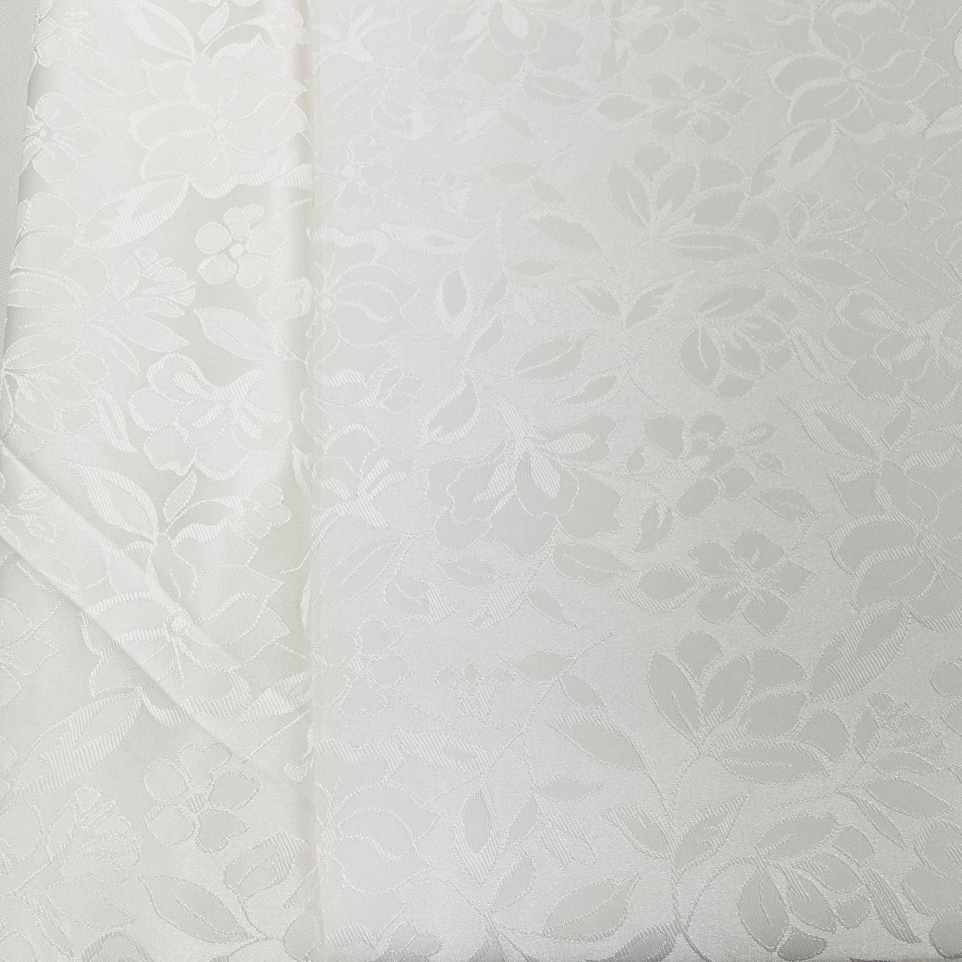 White & Silver Floral Brocade Jacquard Fabric - TradeUNO