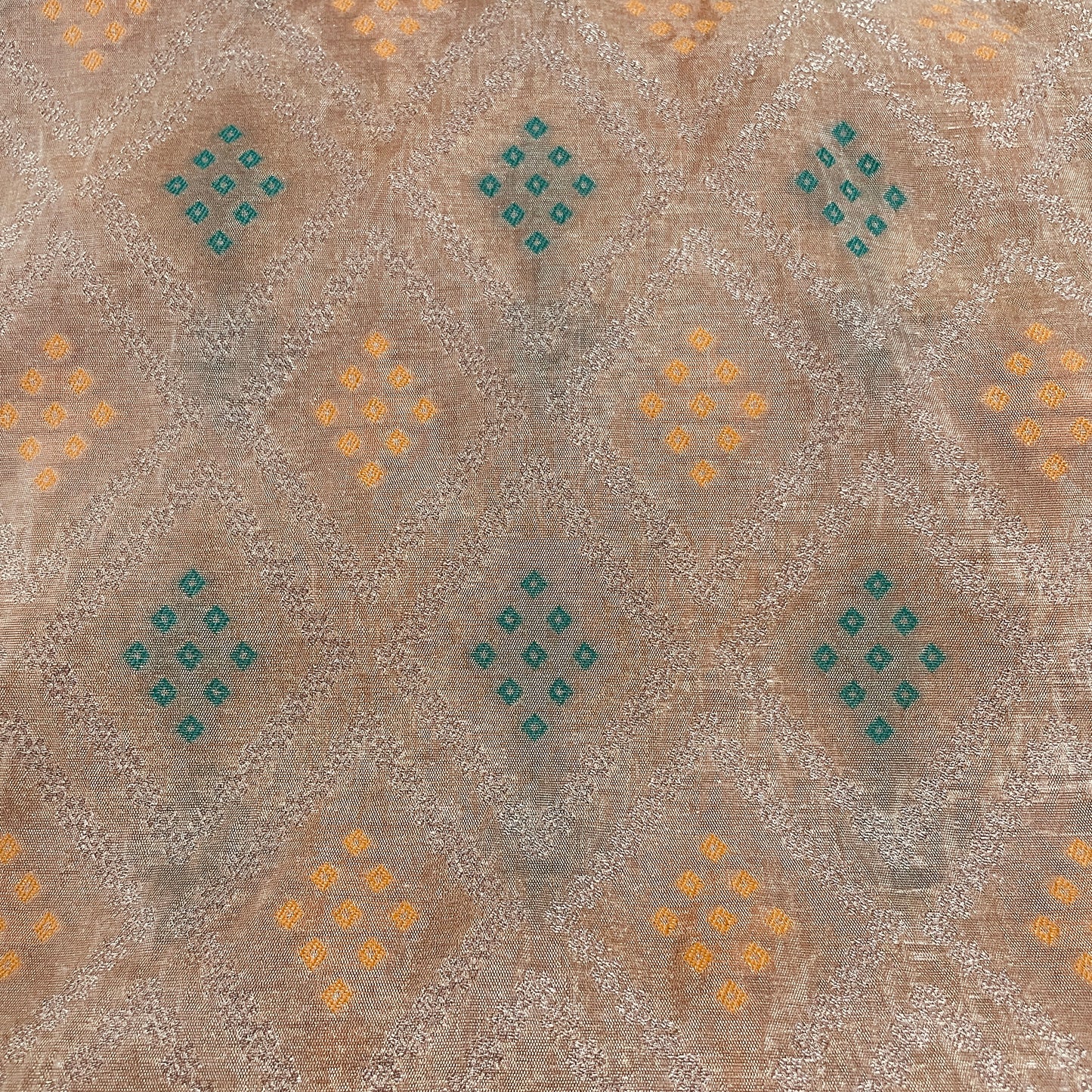 Brown Bandhani Print Brocade Jacquard Fabric - TradeUNO