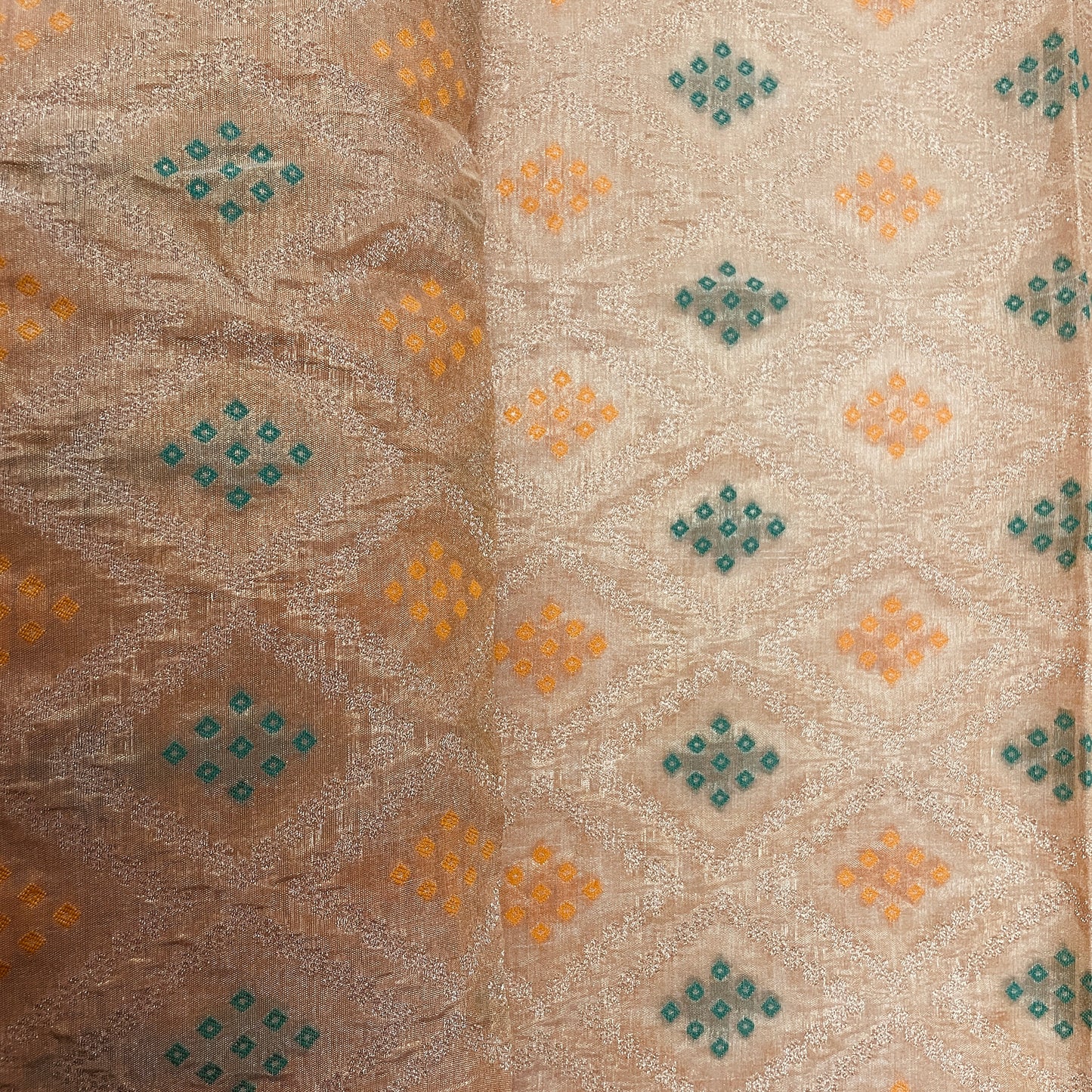 Brown Bandhani Print Brocade Jacquard Fabric - TradeUNO