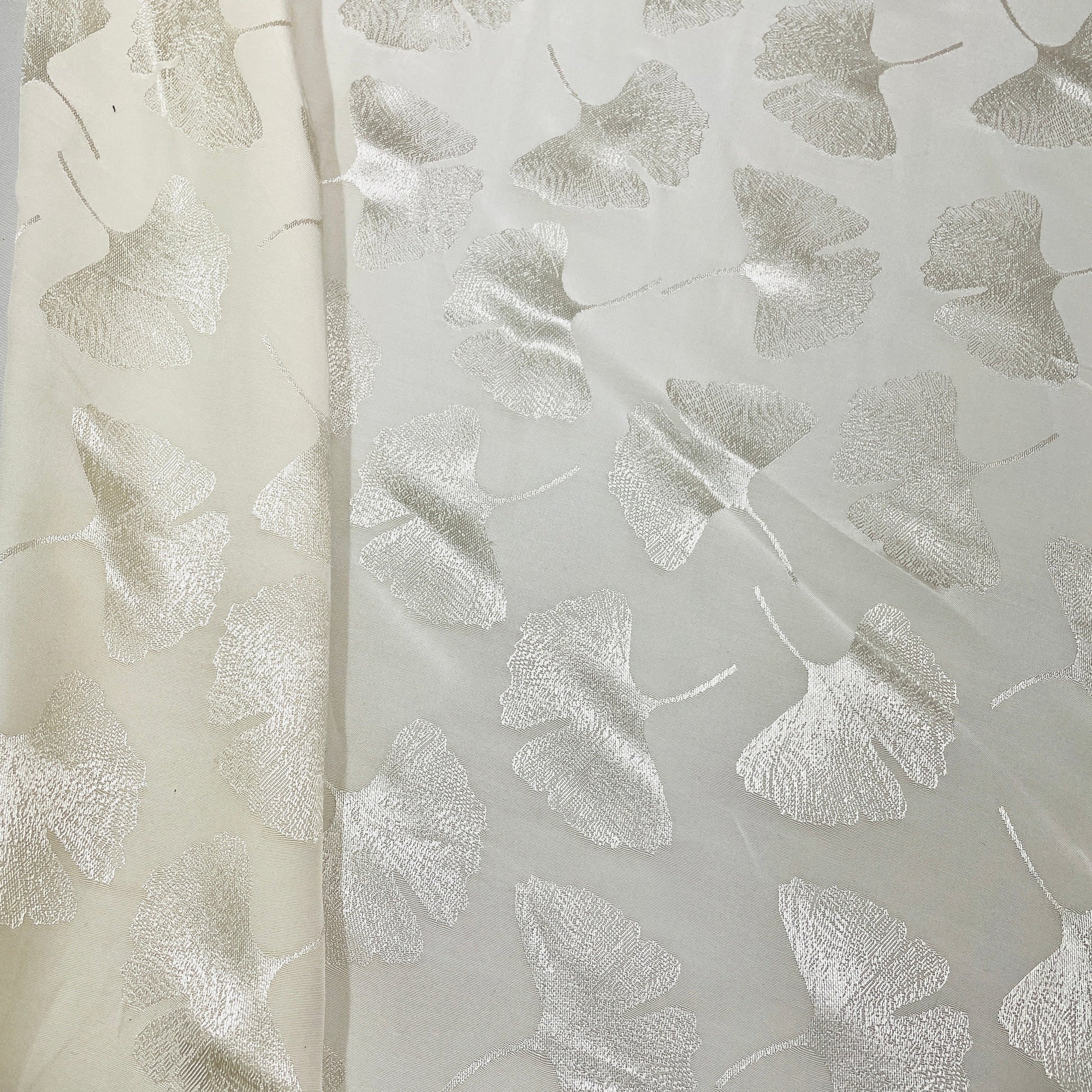 White Floral Satin Crepe Fabric - TradeUNO