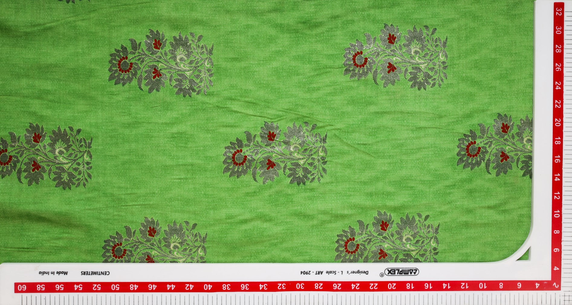 Mint Green Mughal Print Chanderi Fabric Trade UNO