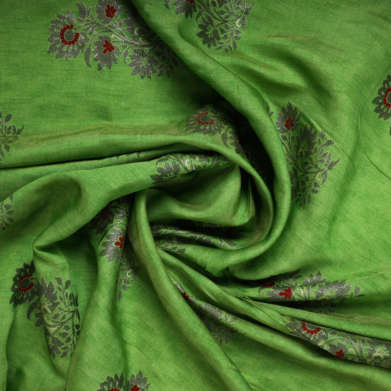 Mint Green Mughal Print Chanderi Fabric Trade UNO