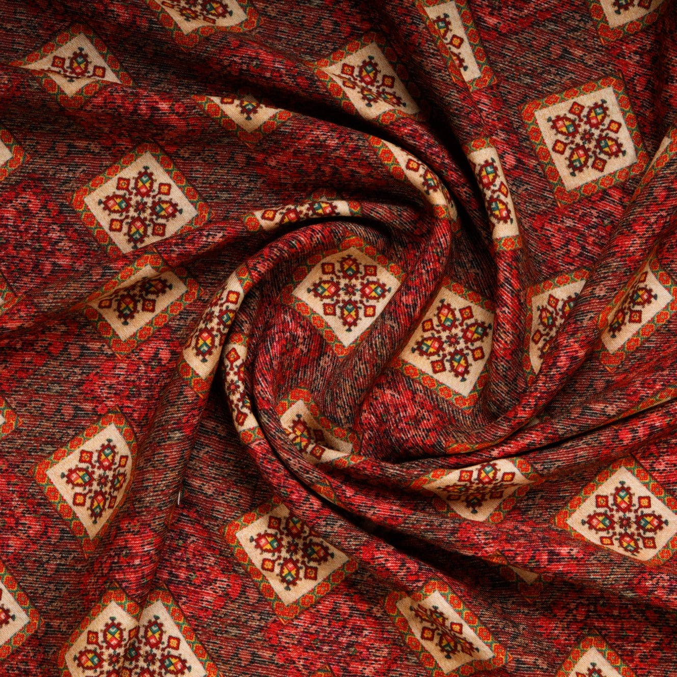 Brick Red Hand Woven Fabric selling