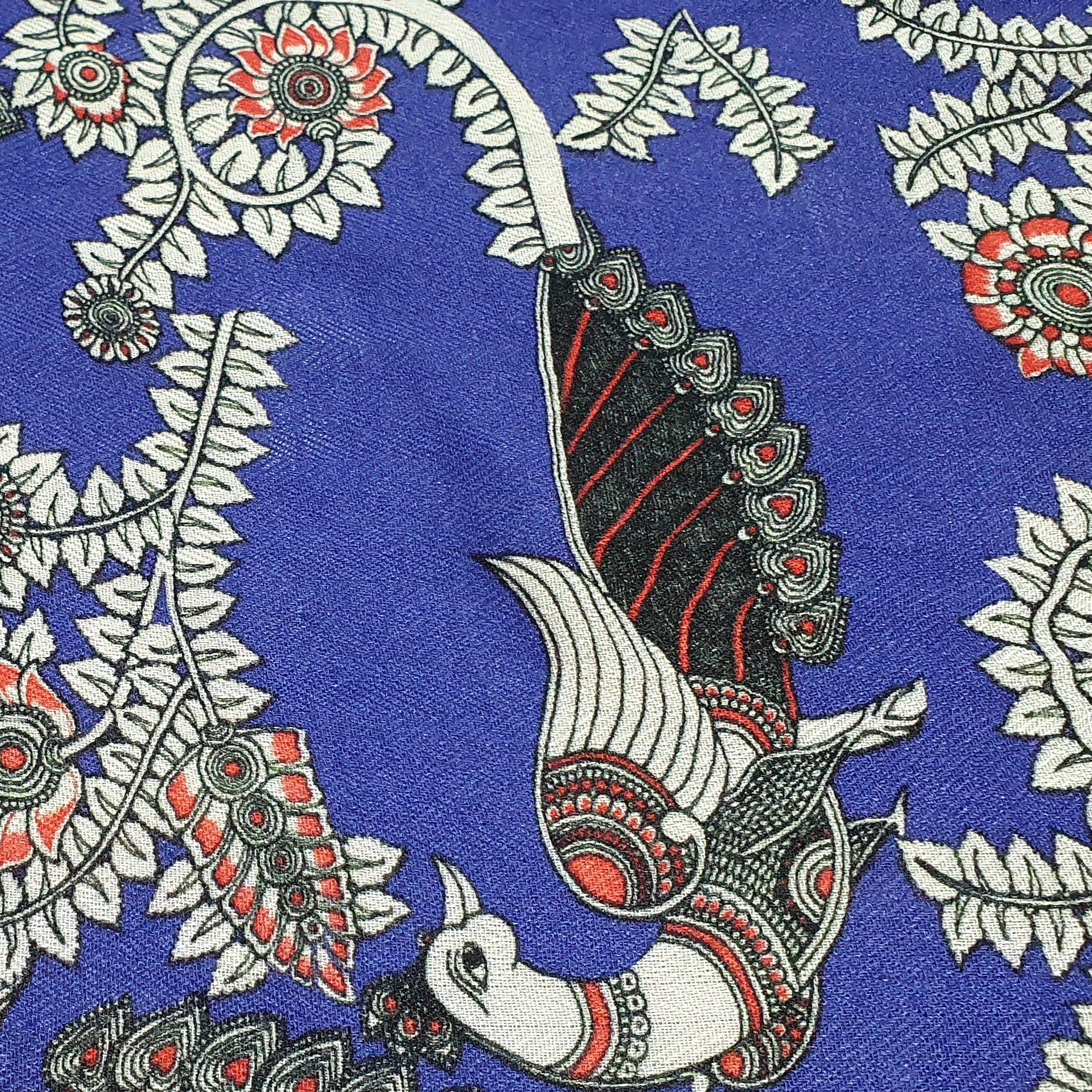 Purple Madhubani Print Spun Print Fabric Trade UNO