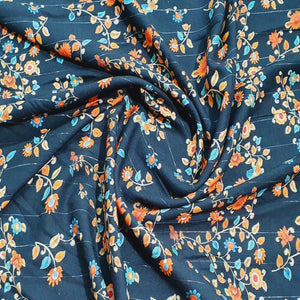 Black With Lurex Floral Print Rayon Fabric - Trade Uno – TradeUNO Fabrics