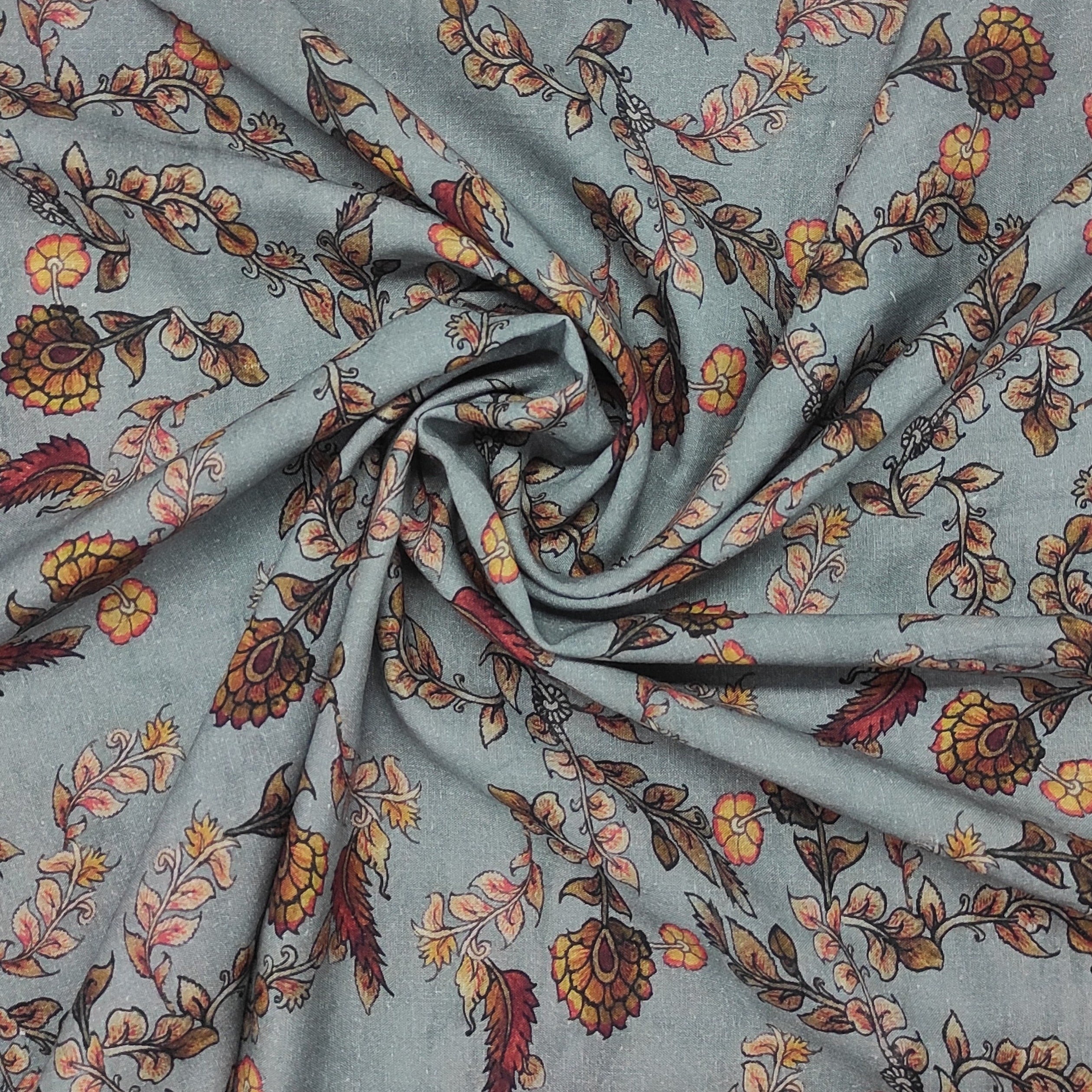 Buy Grey Floral Print Cotton Linen Fabric Online – TradeUNO Fabrics